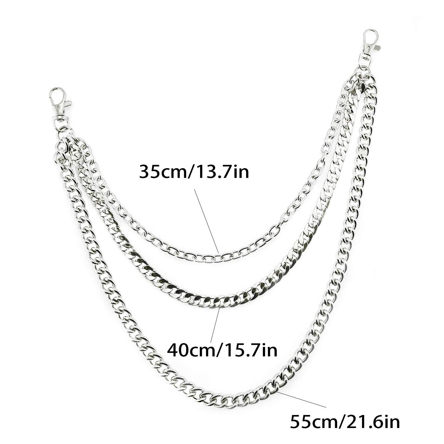 Lainrrew Lainrrew Trousers Chain, Pants Chain Belt Chain Wallet Chain Pocket Chain Hip Hop Punk Jeans Chain Key Chain Goth Accessories for Eboy Egirl Women Men (Silver)