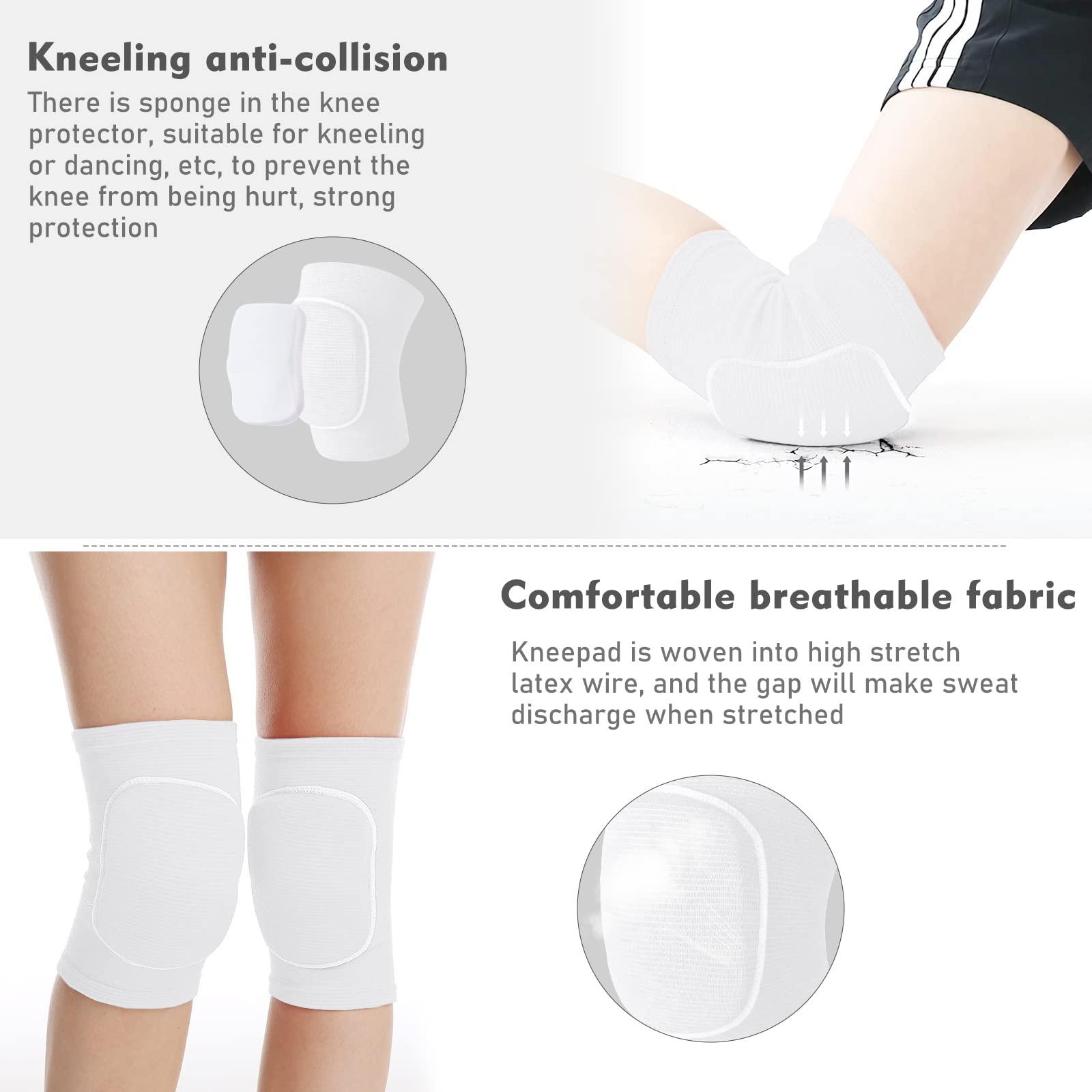 Ruizaua Volleyball Knee Pads, Soft Breathable Thick Sponge Youth Volleyball Knee Pads for Men Women Girls Knees Protective, Knee Pads for Volleyball Basketball Football Dance Workout Climbing etc Various Sports S (White)