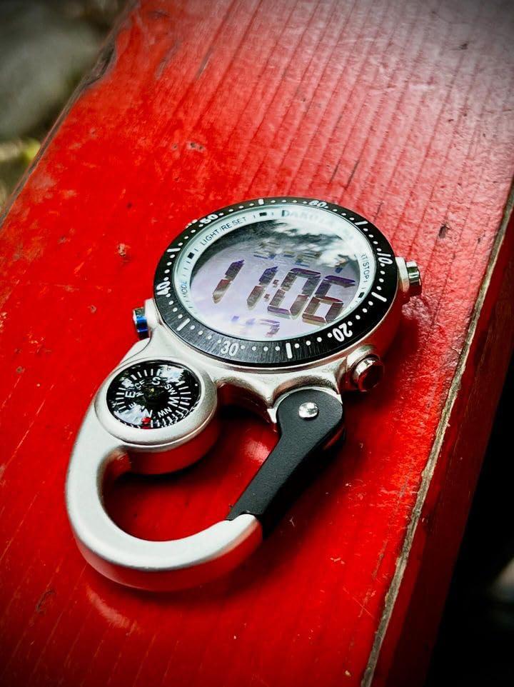 Dakota Dakota Digital Backpacker Clip Watch, Alarm, Stopwatch, Timer and Dual Time, Outdoor Gifts for Men and Women, Tactical Digital Watch
