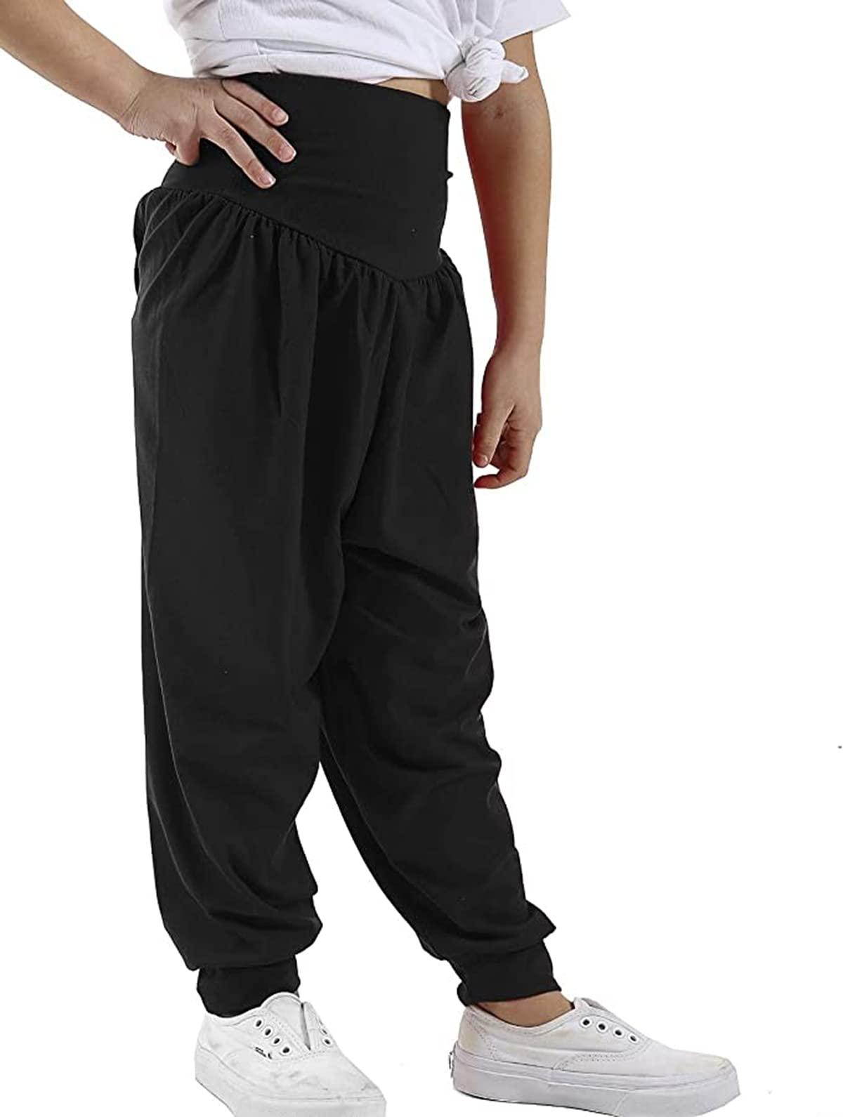 Loxdonz Loxdonz Kids Harem Loose Casual Baggy Sports Dancing Pants Girls Harem Children Trouser, 9 Years, 10 Years, Black