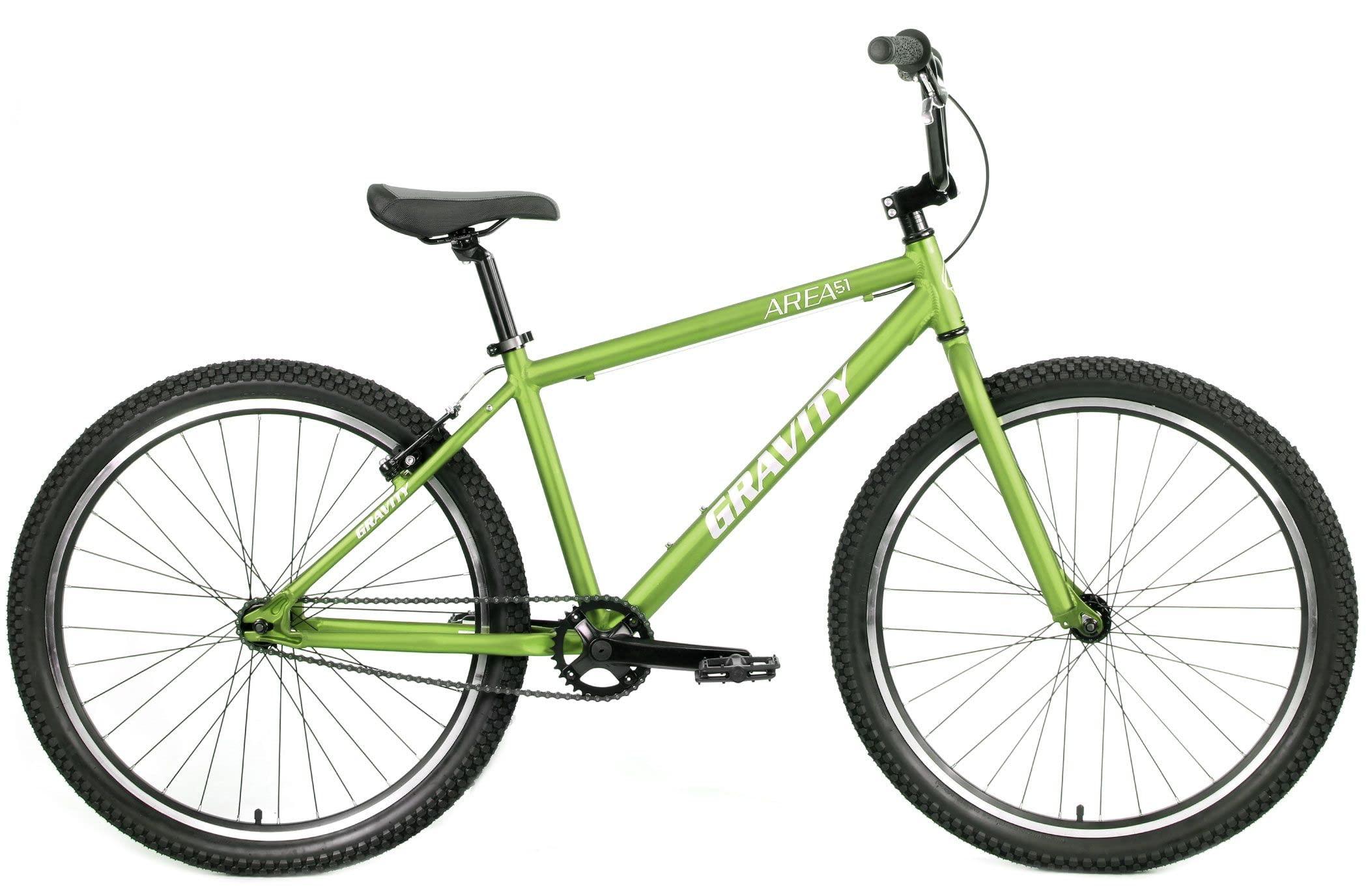 Gravity Gravity Area 51 Adult BMX Bike Aluminum Frame Single Speed Cruiser - Two Sizes! (19" Fits Riders 5'9" to 6'3", Mantis Green)