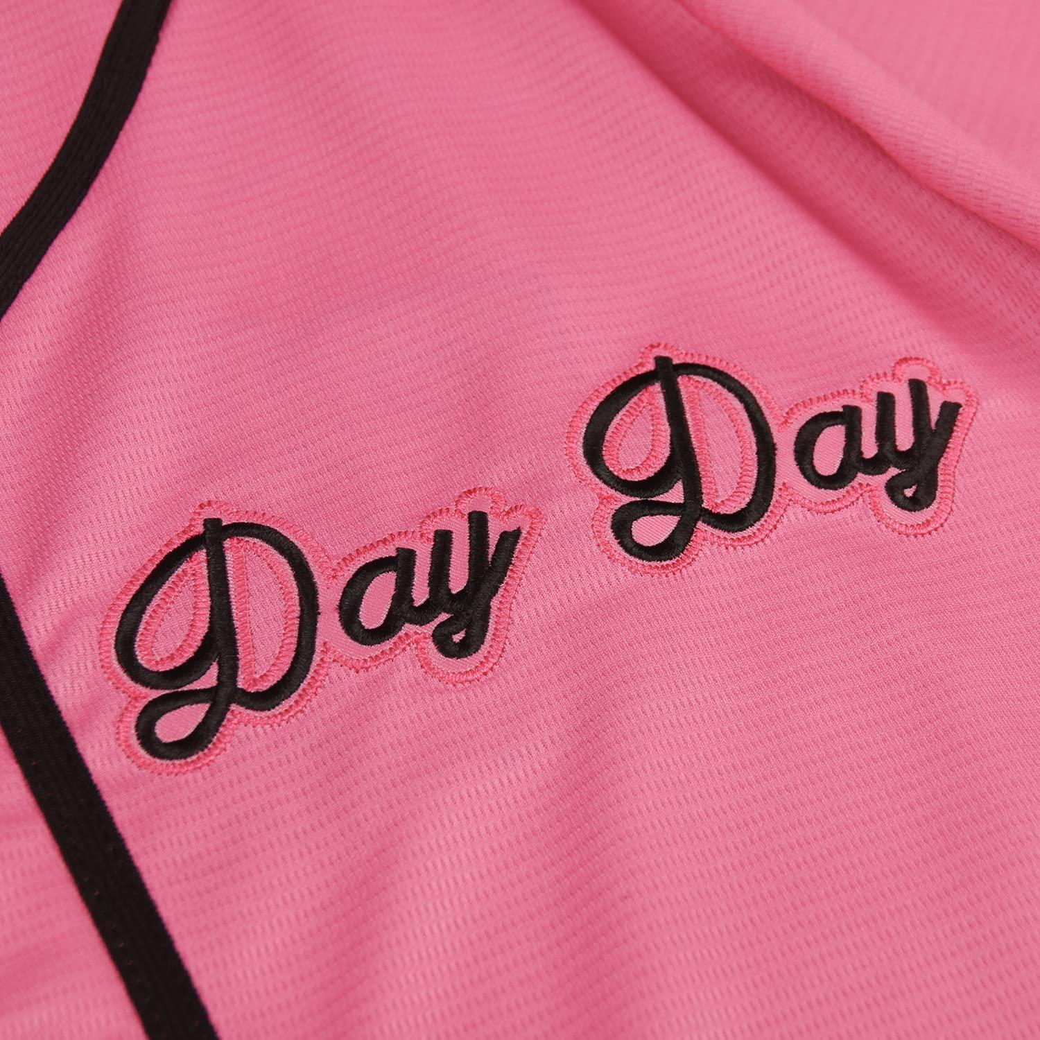 Pinky's Next Friday CD Store Men's Pinky's Next Friday Movie Baseball Jersey Day Day CD Store Sports Fan Hip Hop Jerseys Stitched (XXL, Logo Pink)
