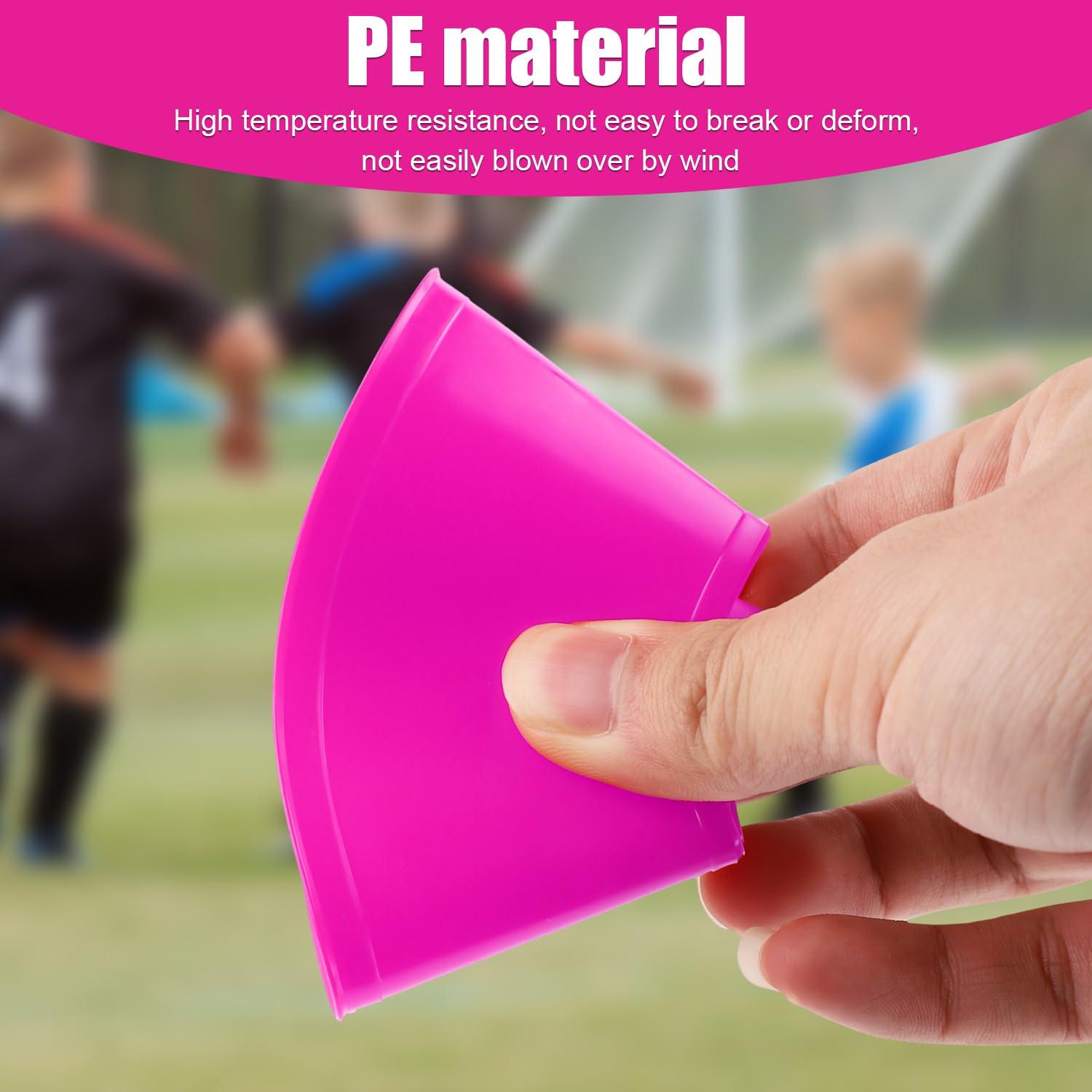XIHIRCD XIHIRCD 25pcs Soccer Cones for Training with Mesh Bag, Flexible Agility Cones Mini Sports Training Cones Field Markers for Sports Basketball Football Drills Practice Equipment Skating Kids (Rose Red)