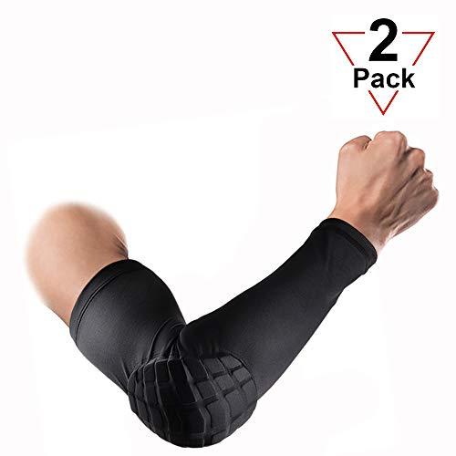 AceList AceList 2PCS Elbow Pads with Padded Compression Shield Shape Arm Sleeves for Protection - Suitable for Basketball, Volleyball, Football, and More - Ideal for Adults, Youth, Girls, Men, Women (Black)