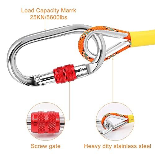 NTR 30M and 20M NTR Orange Outdoor Climbing Rope, 8mm Diameter Rock Climbing Rope with 2 Steel Hooks, Climbing Rope for Outdoors, Hiking Rope.