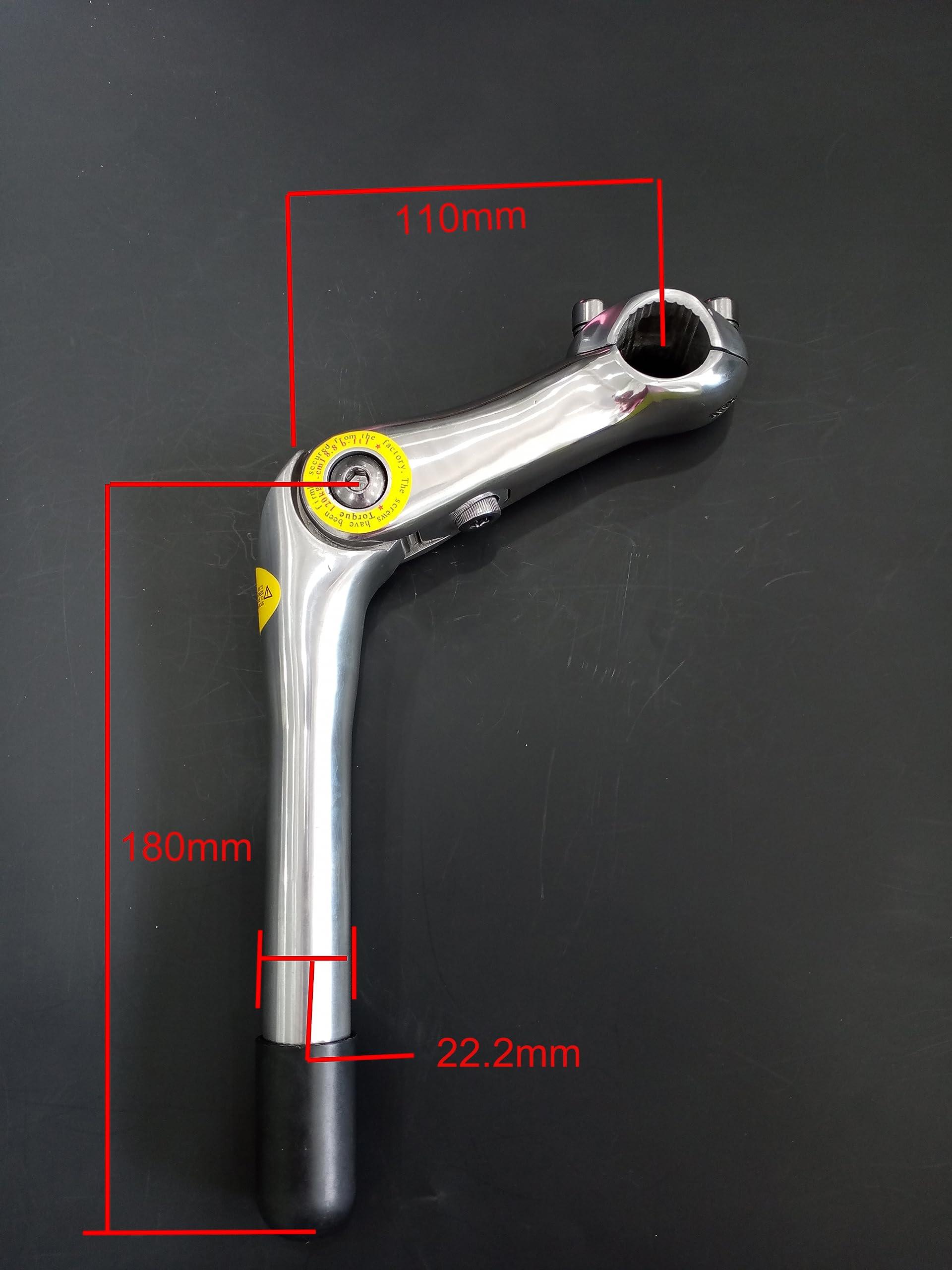 DONSP1986 DONSP1986 Quill Stem Adjustable 25.4mm, 22.2mm Alloy Alum 110mm -for Beach Cruisers, MTB's, and Gas Powered Bicycles- Silver (Silver, 22.2)