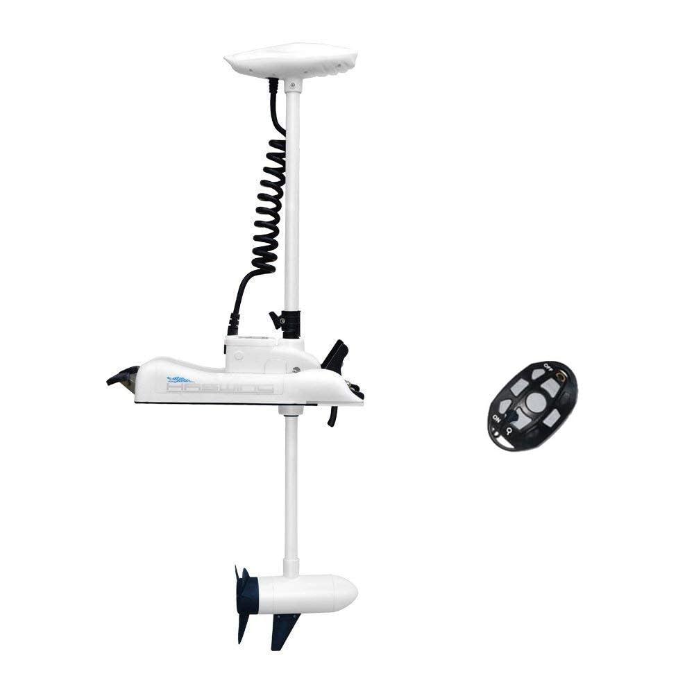 AQUOS AQUOS Haswing White 12V 55LBS 48inch Electric Bow Mount Trolling Motor with Remote Control for Inflatable Boat Kayak Bass Boat Aluminum Boat Fishing, Freshwater and Saltwater Use