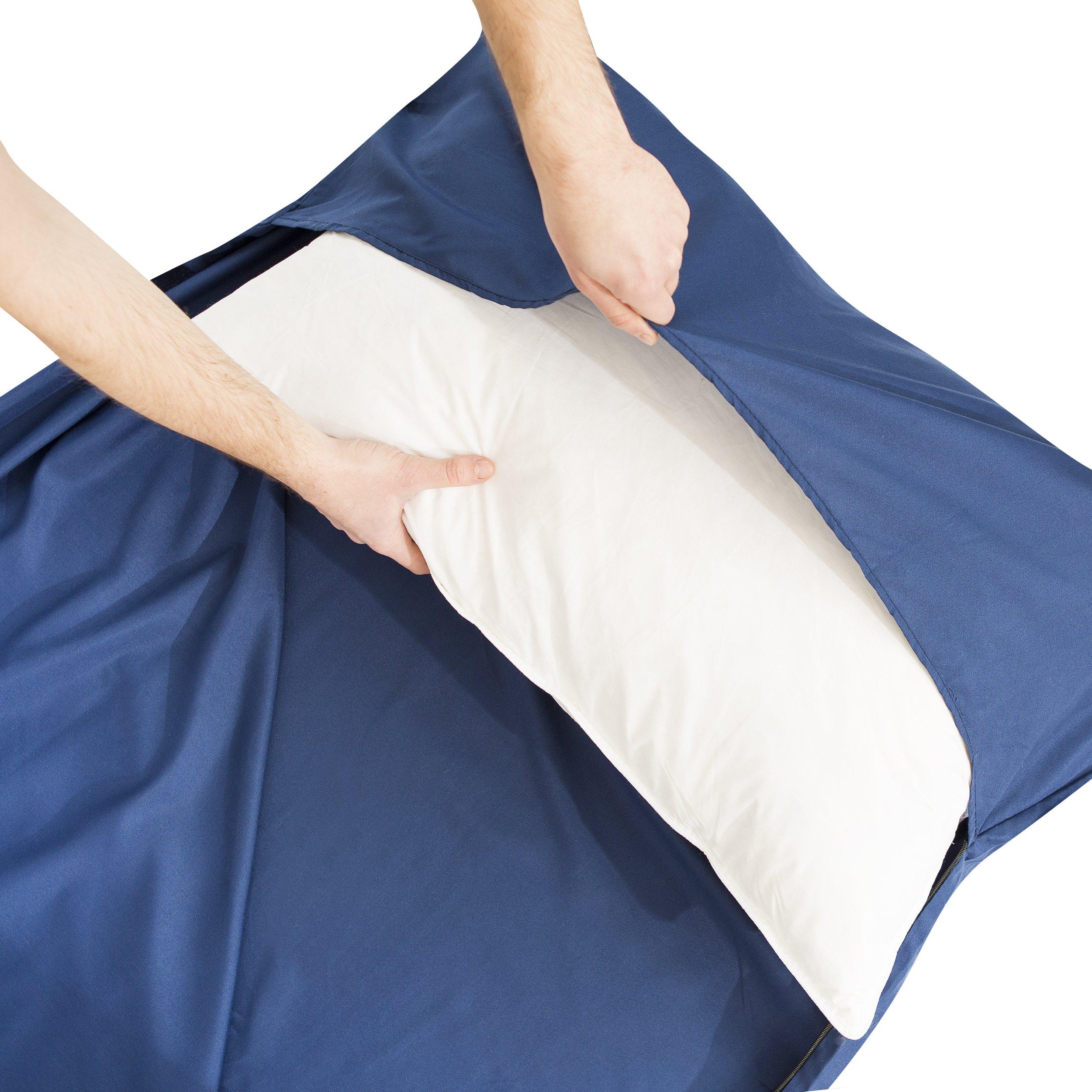 Miqio MIQIO Sport 2-in-1 Sleeping Bag Liner and XL Sized Travel Sheet - Ultra Lightweight Sleep Liner Double Travel Bed Sheet Inlett Inlay - Green Zipper Right