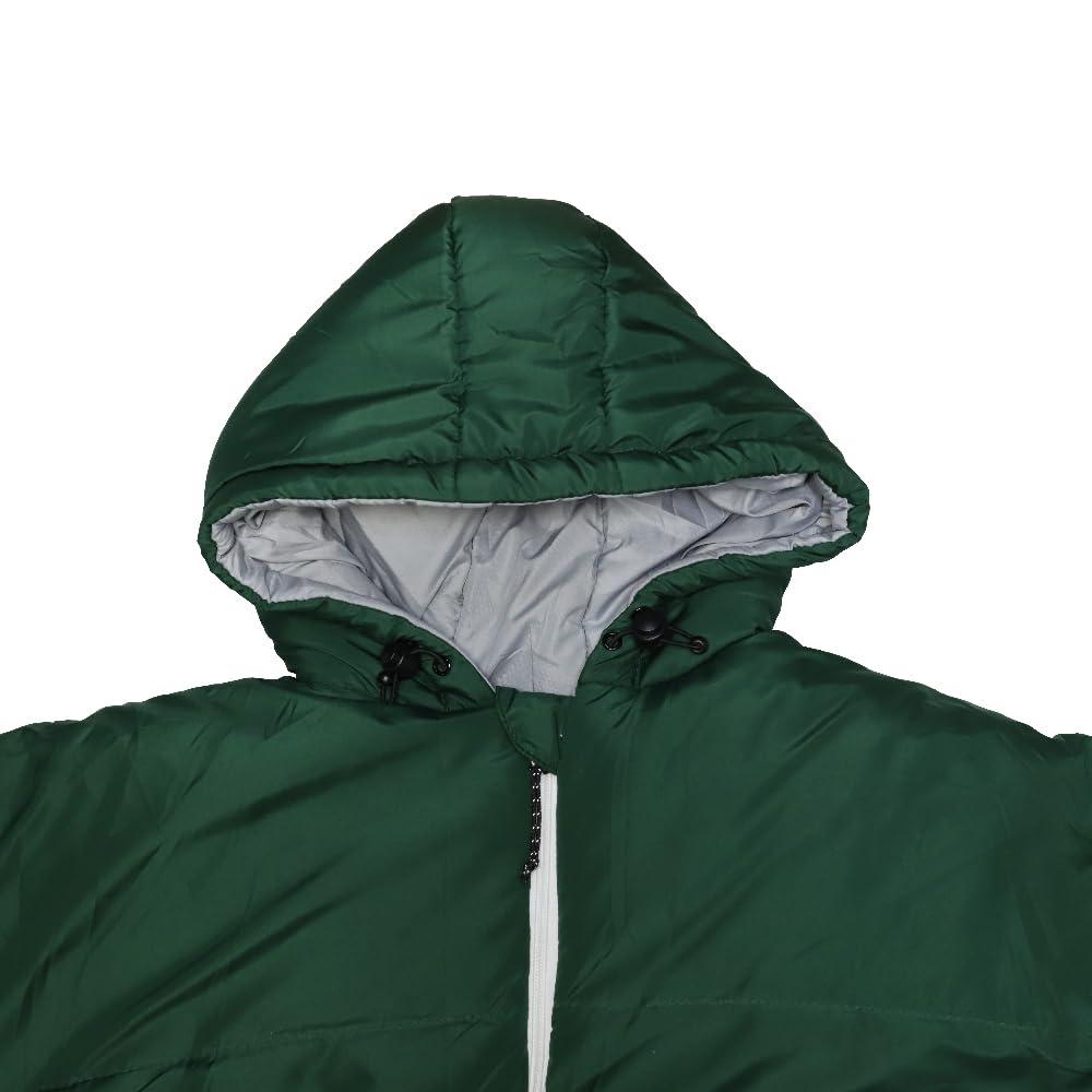 Flourish Thermotuff Wearable Sleeping Bag with Dual Hoodie, Long Sleeves, Pockets & Adjustable Drawstring - Ideal for Camping, Cold Weather Hiking, and Stadium Sak Blanket (Army Green)