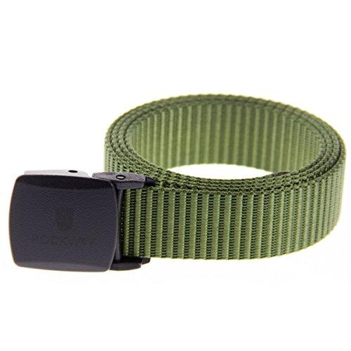 Rockway Rockway Climbing Sturdy Nylon Webbing with YKK POM Plastic Buckle 1.3 Inches Narrow Belt Green (Medium)