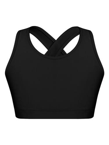 Hedmy Hedmy Kids Girls Stretch Sports Bra Girls Training Bra Crop Tank Top Cami for Children Racer Back Top Vest Black 4 Years