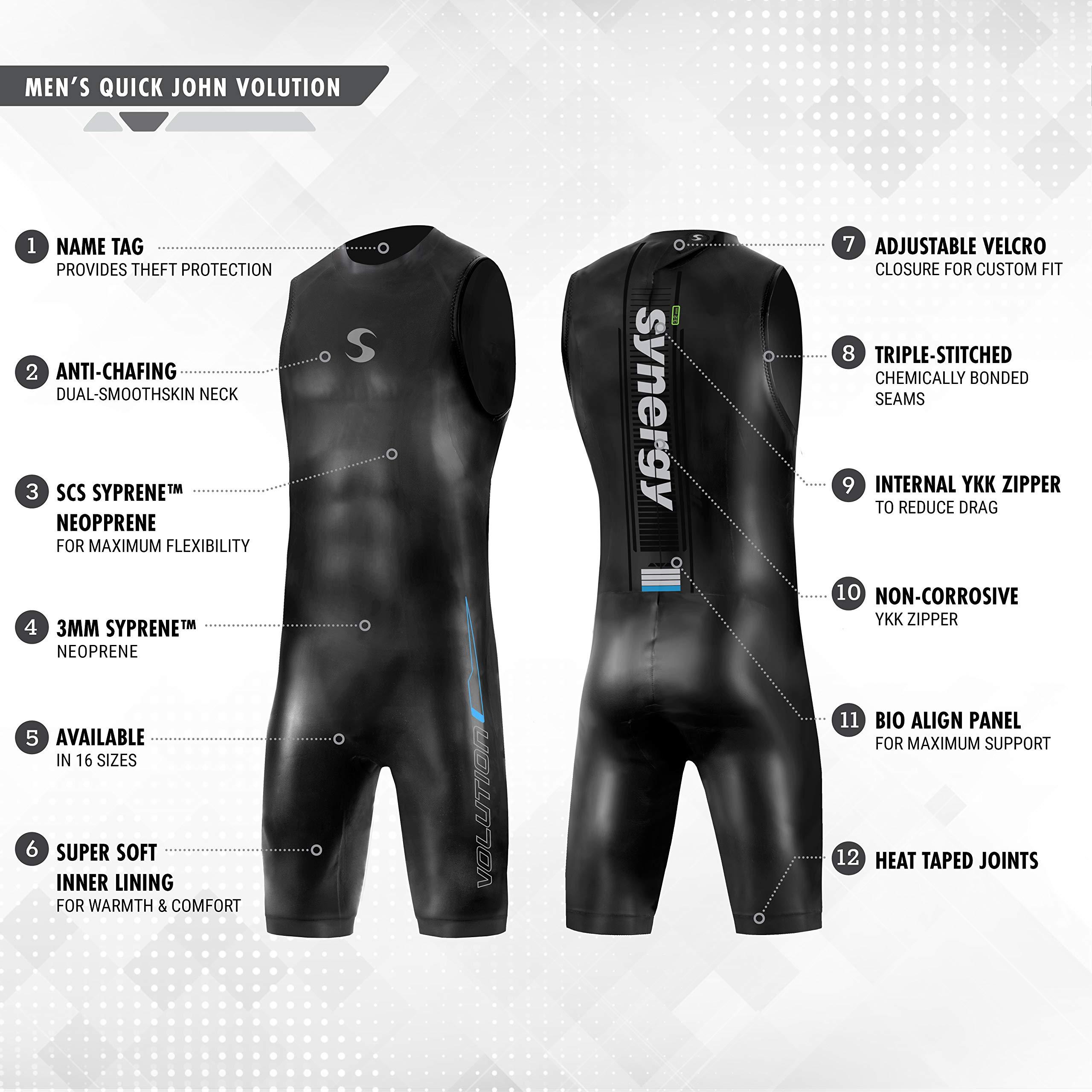 Synergy Synergy Triathlon Wetsuit 3/2mm - Volution Sleeveless Quick John Smoothskin Neoprene for Open Water Swimming Ironman & USAT Approved (Men, Men\'s M2)