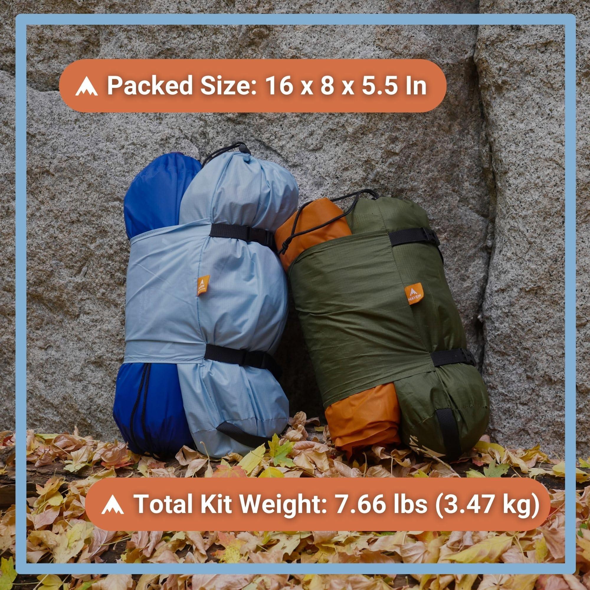 Haven Tents Haven Tent XL Lay Flat Hammock Tent - Waterproof Tent & Camping Hammock with Mosquito Net - Includes Insulated Pad and Rainfly - 80"x30" (Forest Camo)