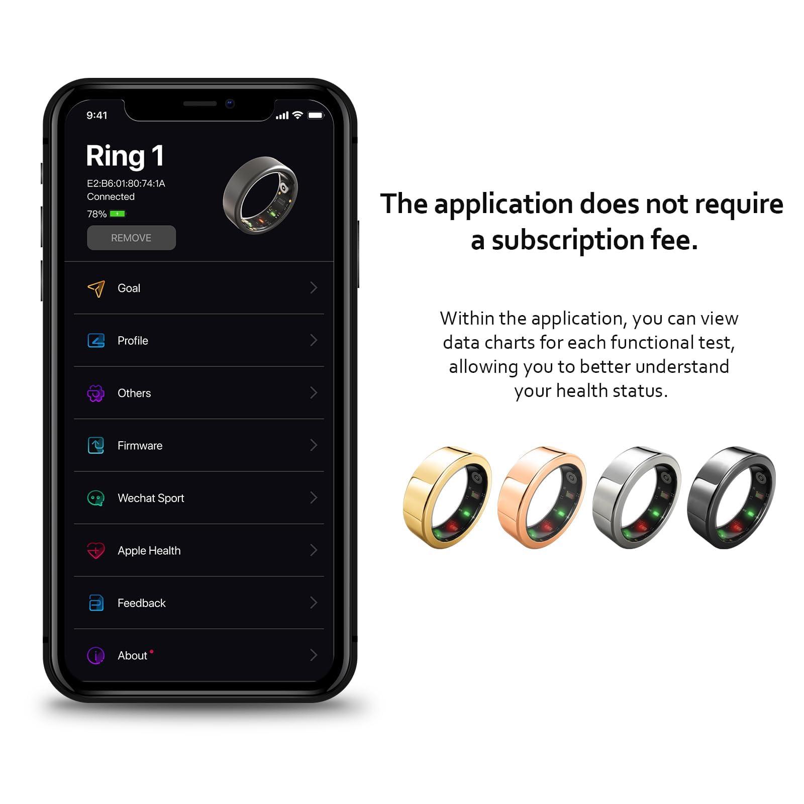 AMOVAN AMOVAN Smart Ring Health Tracker, Fitness Sleep Heart Rate Blood Oxygen Tracker Smart Ring, Water Resistant Bluetooth Fitness Tracker Rings