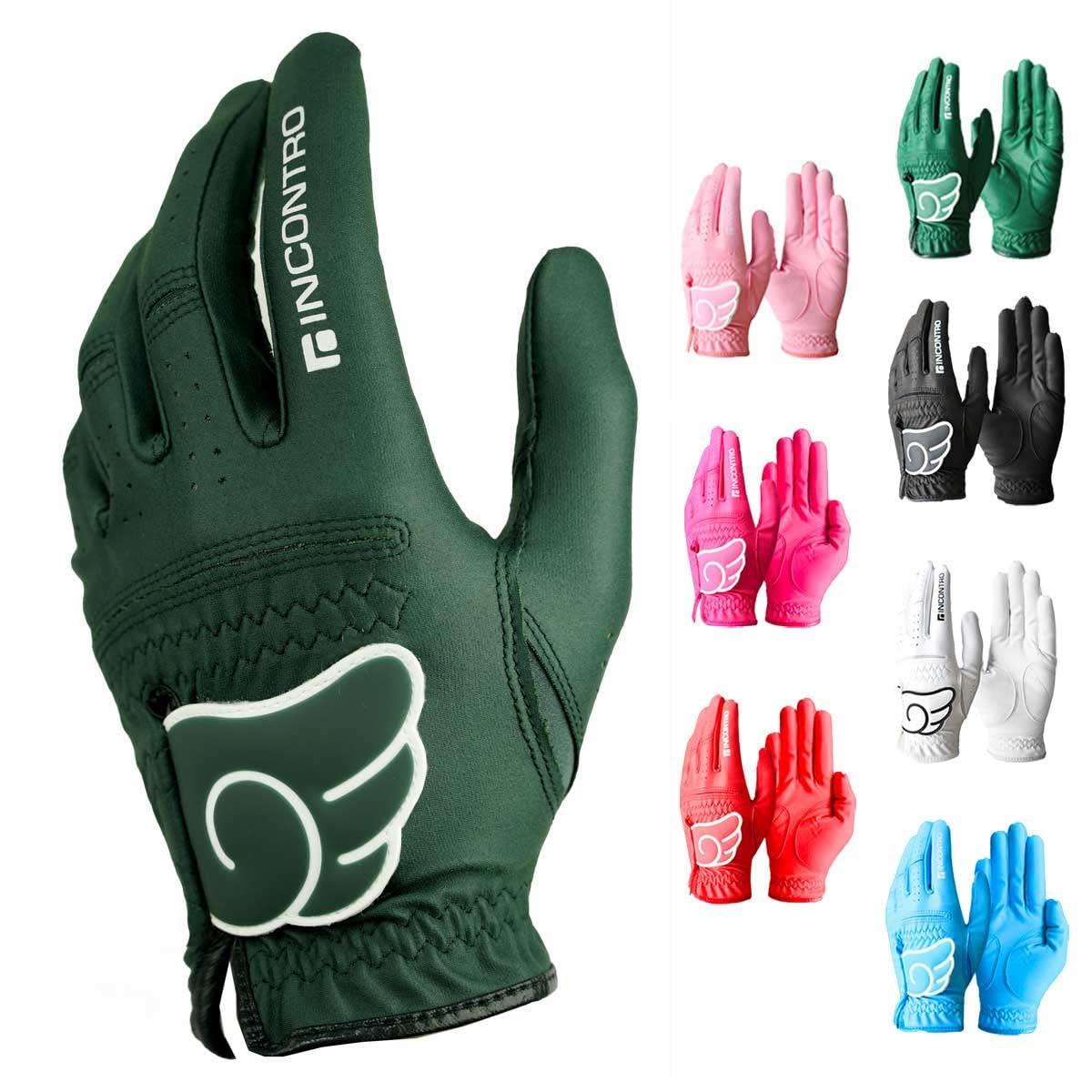 Dongsan Sports Wing Golf Gloves INCONTRO - 7Colours, Microfiber, Slim Fit, All Weather, Washable, Touch Screen Compatibility, and Water Resistent. Left Hand for Men/Women. (Green, Medium (21))