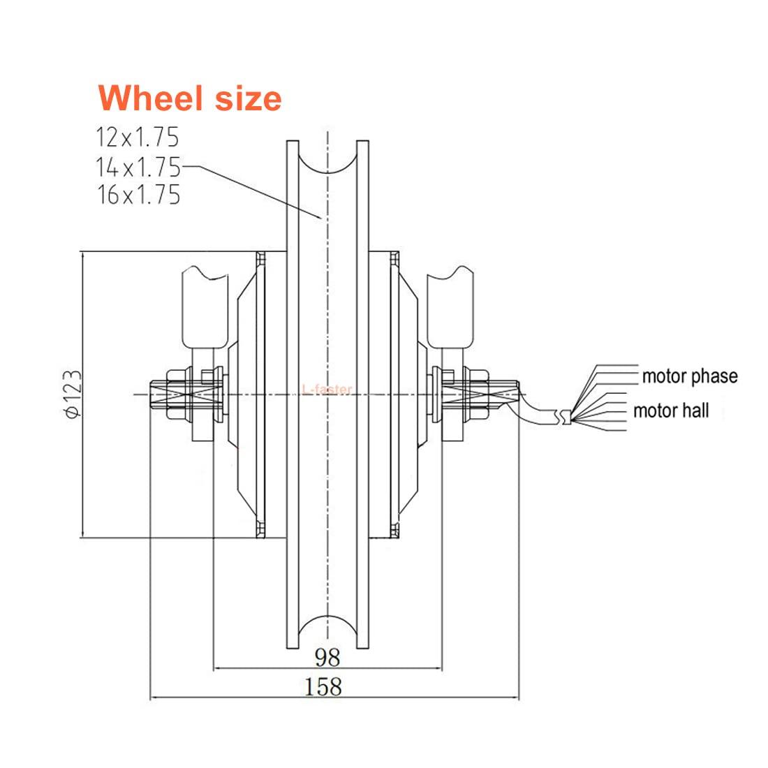 L-faster L-faster 12 Inch Hub Motor Bike Conversion Kit with Thumb Throttle and Pedal Assist Sensor for Scooter Bicycle Front Wheel with tire (36V 250W Black)