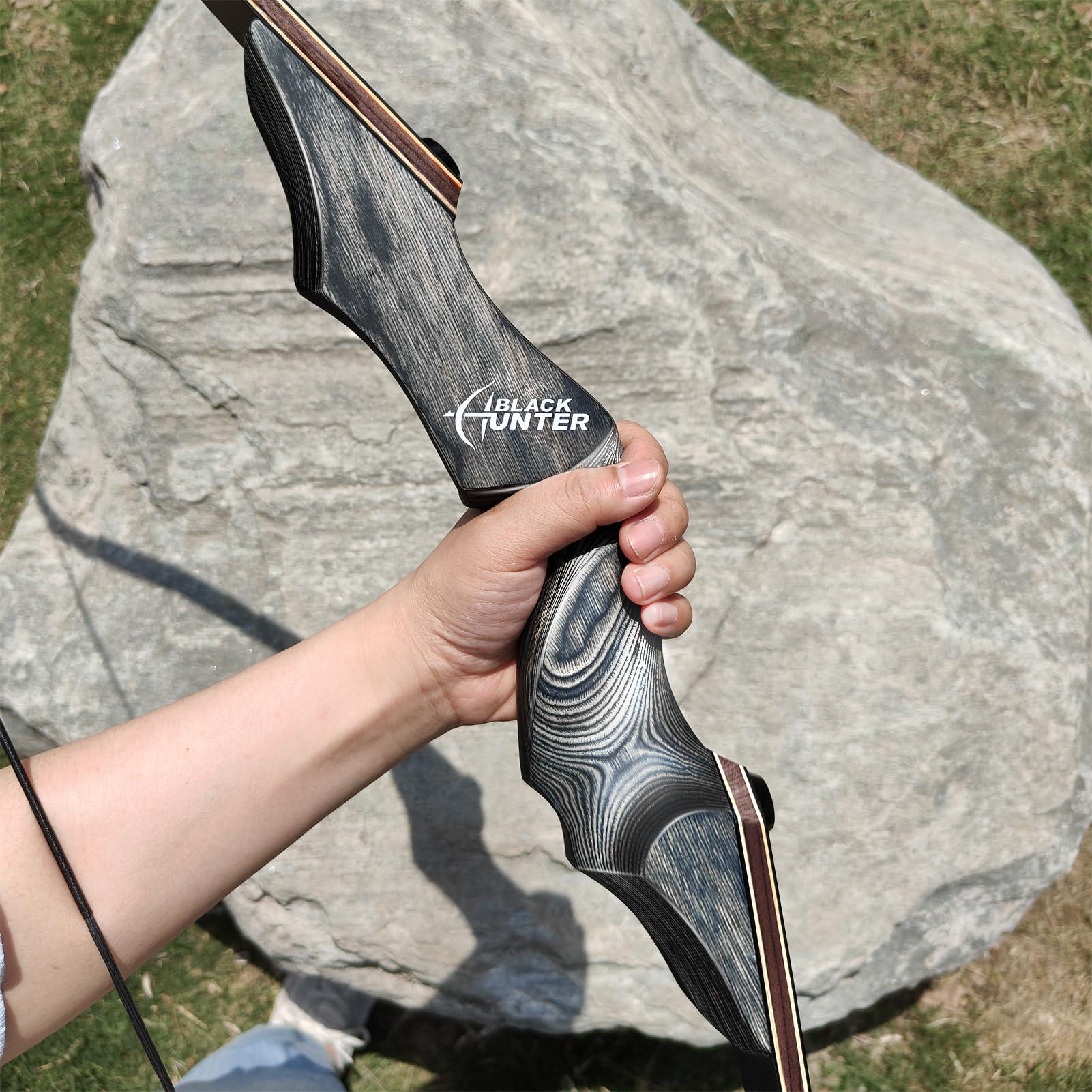 Obert Obert Original Black Hunter Takedown Recurve Bow 60inch with Bamboo Core Limbs Archery Hunting Target Practice