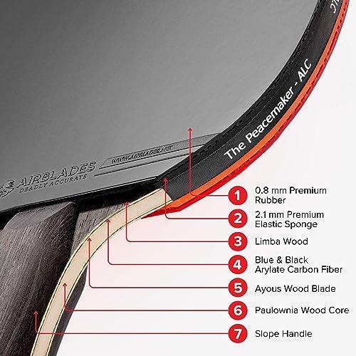 AirBlades AirBlades The Peace Maker ALC - Professional Ping Pong Paddle - Carbon Fiber Table Tennis Racket Producing Maximum Spin & Control for All Levels - Hard Carry Case & Ergonomic Handle.