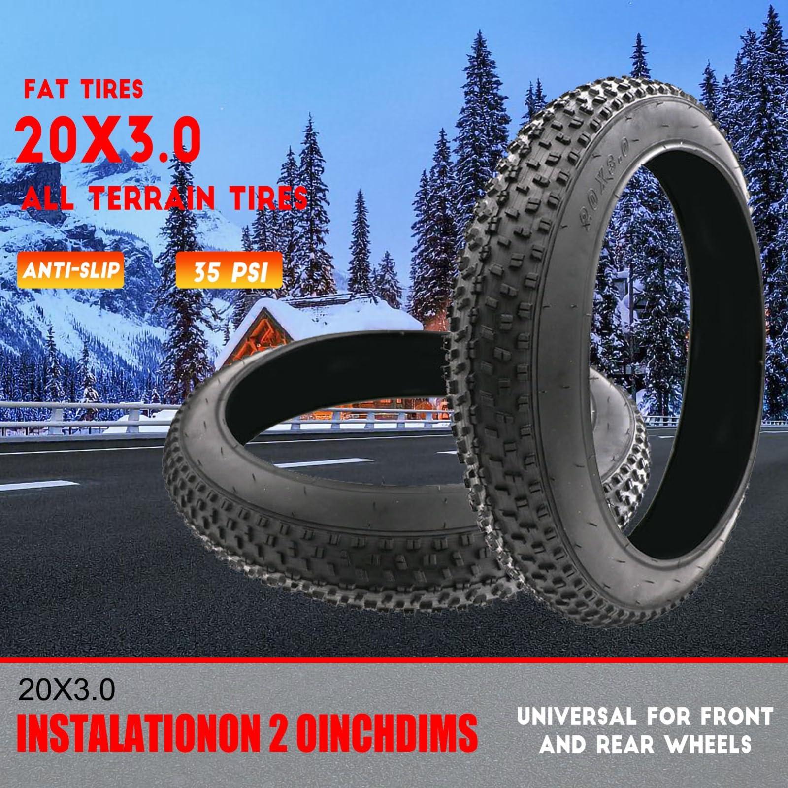 NiuJKun NiuJKun 2 Pack Bike Fat Tire 76-406/20x3.0 for e Bike| 20 x 3.0 Bicycle Tire | 20\" Electric Bike Tires | Replacement Tire Compatible with Urban Mountain or Three-Wheeled Bicycle | 30 PSI