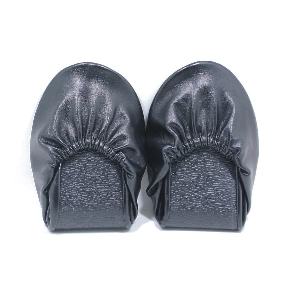 MFBFRU Black Portable Rescue Foldable Ballet Flats Shoes Roll Up Slippers for Women Travel with Expandable Matching Purse for High Heels Folding Womens Shoes (M, Black, Medium)