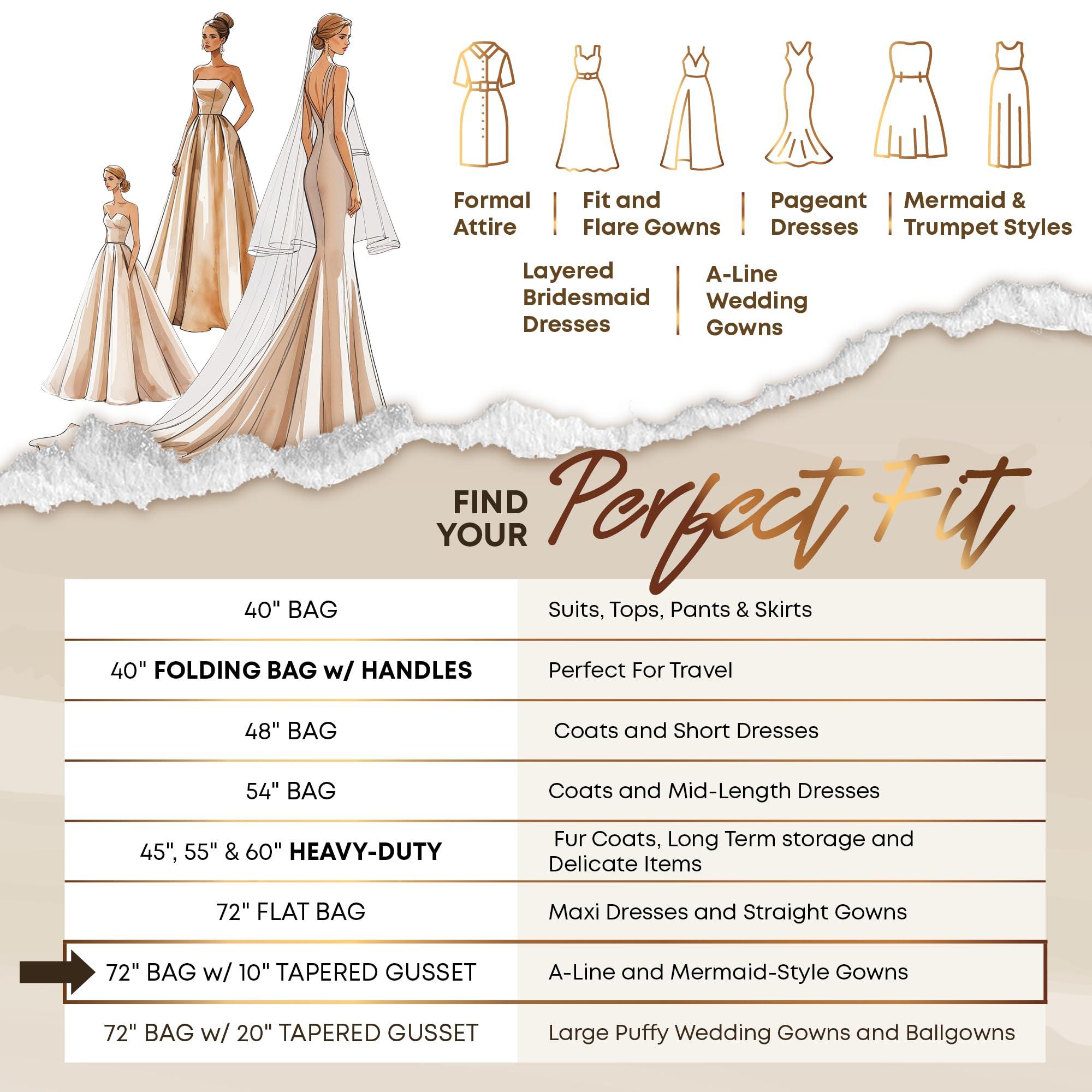 Your Bags Your Bags 72" Wedding Dress Bag for Gowns Long - Long Garment Bags for Hanging Clothes & Closet Storage - Durable Travel Bag for Women with ID Window - (Grey/White Damask Print)