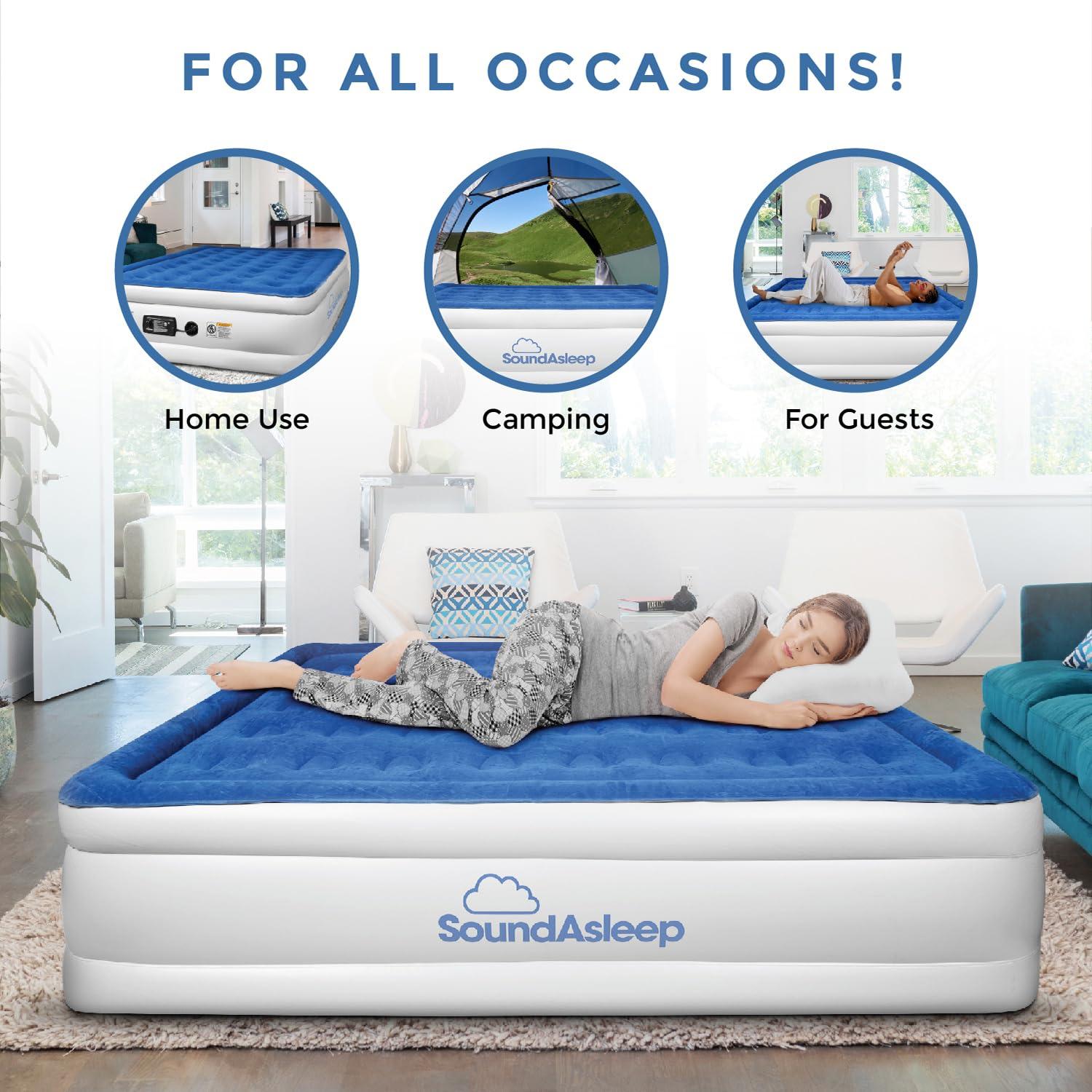 SoundAsleep Products SoundAsleep Dream Series Luxury Air Mattress with ComfortCoil Technology & Built-in High Capacity Pump for Home & Camping- Double Height, Adjustable, Inflatable Blow Up, Portable - Twin Size
