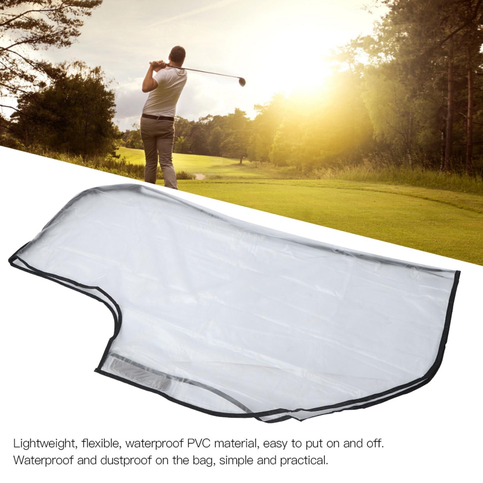 PerGar Golf Bag Rain Hood, Waterproof Golf Bag Rain Cover with Clear PVC, Golf Bag Rain Protection Cover for Golf Push Carts, Heavy Duty Club Bags Raincoat for Golfer