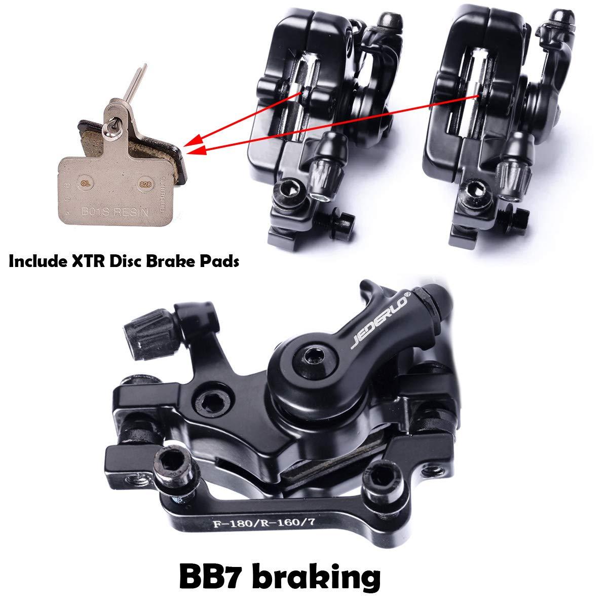 Farbetter Farbetter Mechanical Bike Disc Brake Kit, Including Front and Rear Caliper, Brakes Cables, Brake Levers, 160mm Rotor, with Cable End Tips Caps, Rotating S-Hook Clips, Disc Rotor Adjuster (Black)