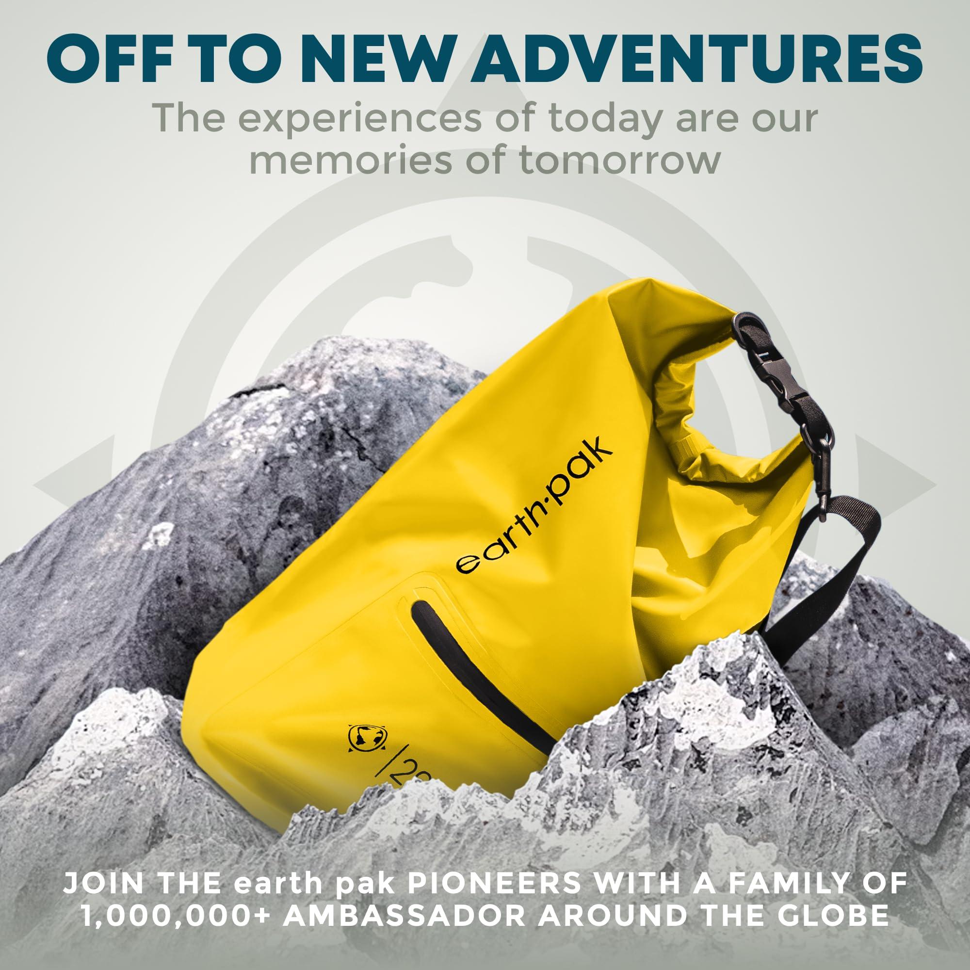 Earth Pak Earth Pak Waterproof Dry Bag with Zippered Pocket - Waterproof Dry Bag Backpack Keeps Gear Dry (20L Yellow & 10L Black)