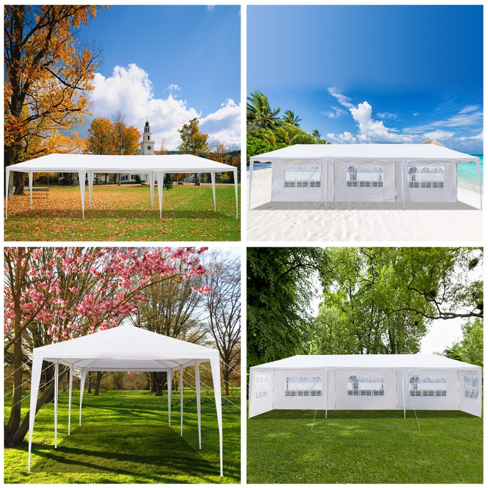 SHNORM 10x30 Party Tent Canopy Tent for Outdoor Wedding Party Camping BBQ Backyard w/ Removable Sidewalls PE Cloth & Waterproof (Away from Windy Weather)