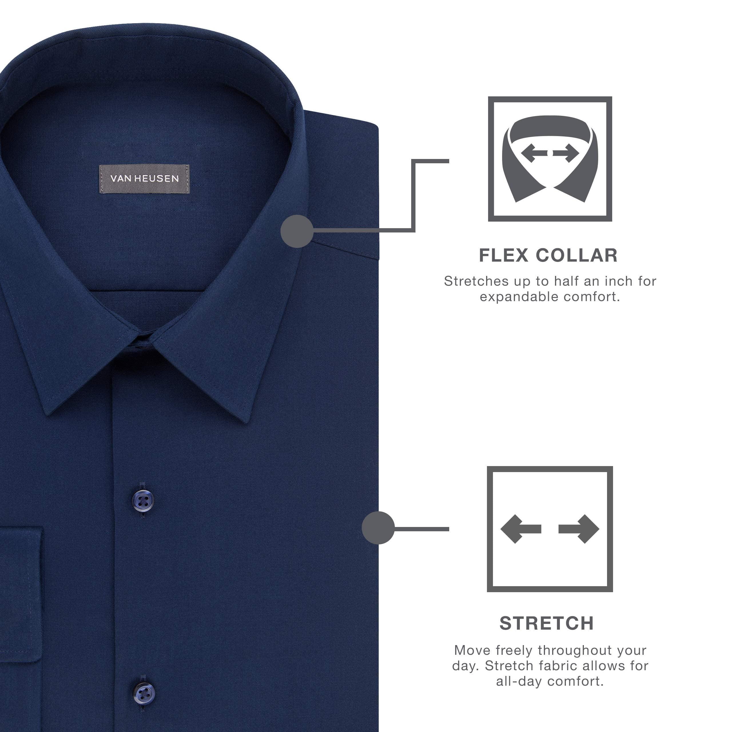 Van Heusen Van Heusen Men's Flex Collar Slim Fit Stretch Dress Shirt, Charcoal, 18.5" Neck 36"-37" Sleeve