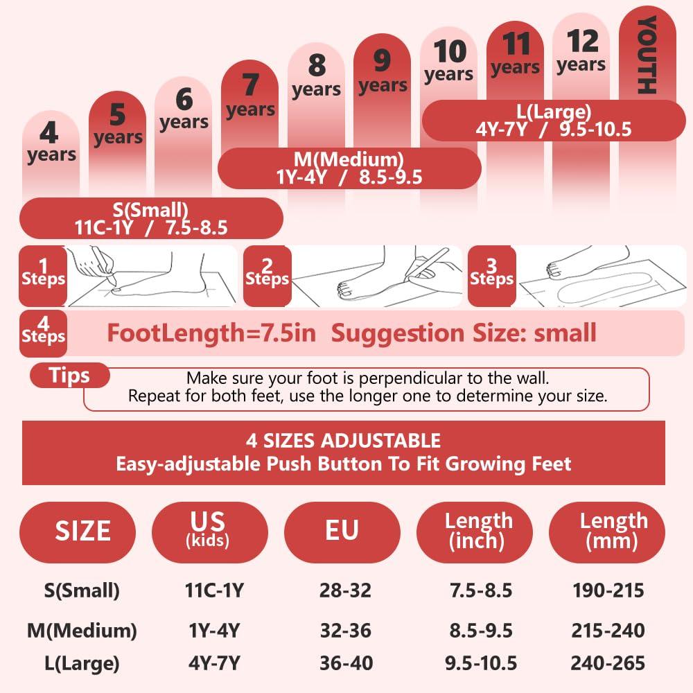 G MGY OLED G MGY OLED Roller Skates for Boys, 4 Size Adjustable Roller Skates with All Wheels Light up, Fun Illuminating Rollers Skates Suitable for Growing ChildrenBlack Red (Big Kids 1-4)
