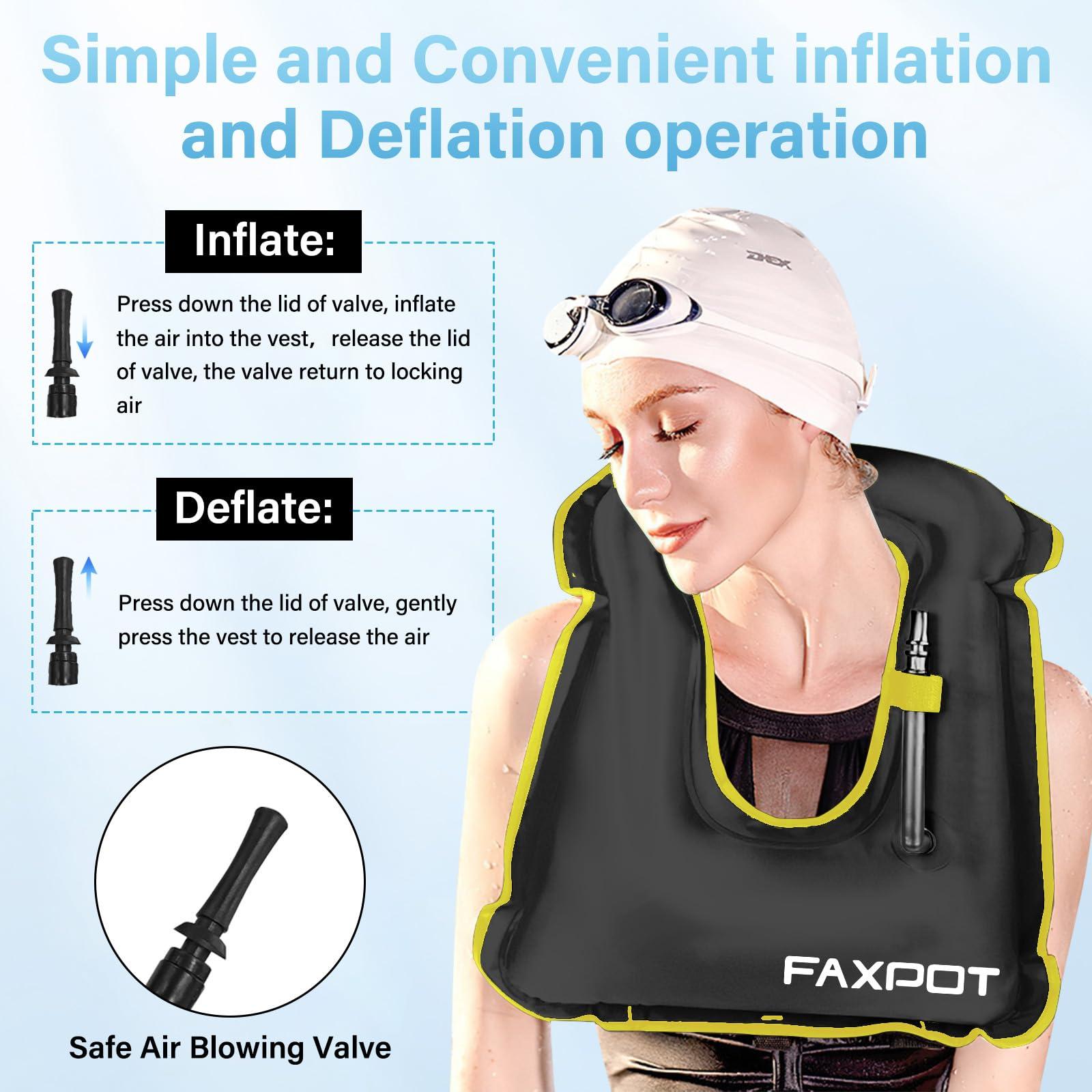 Faxpot Inflatable Snorkel Vest for Adults, Snorkeling Vest Adult Travel, Snorkeling Jackets Portable Inflatable Swim Vest Buoyancy Vest for Snorkeling, Swimming Paddleboarding Load Up to 242 Ibs