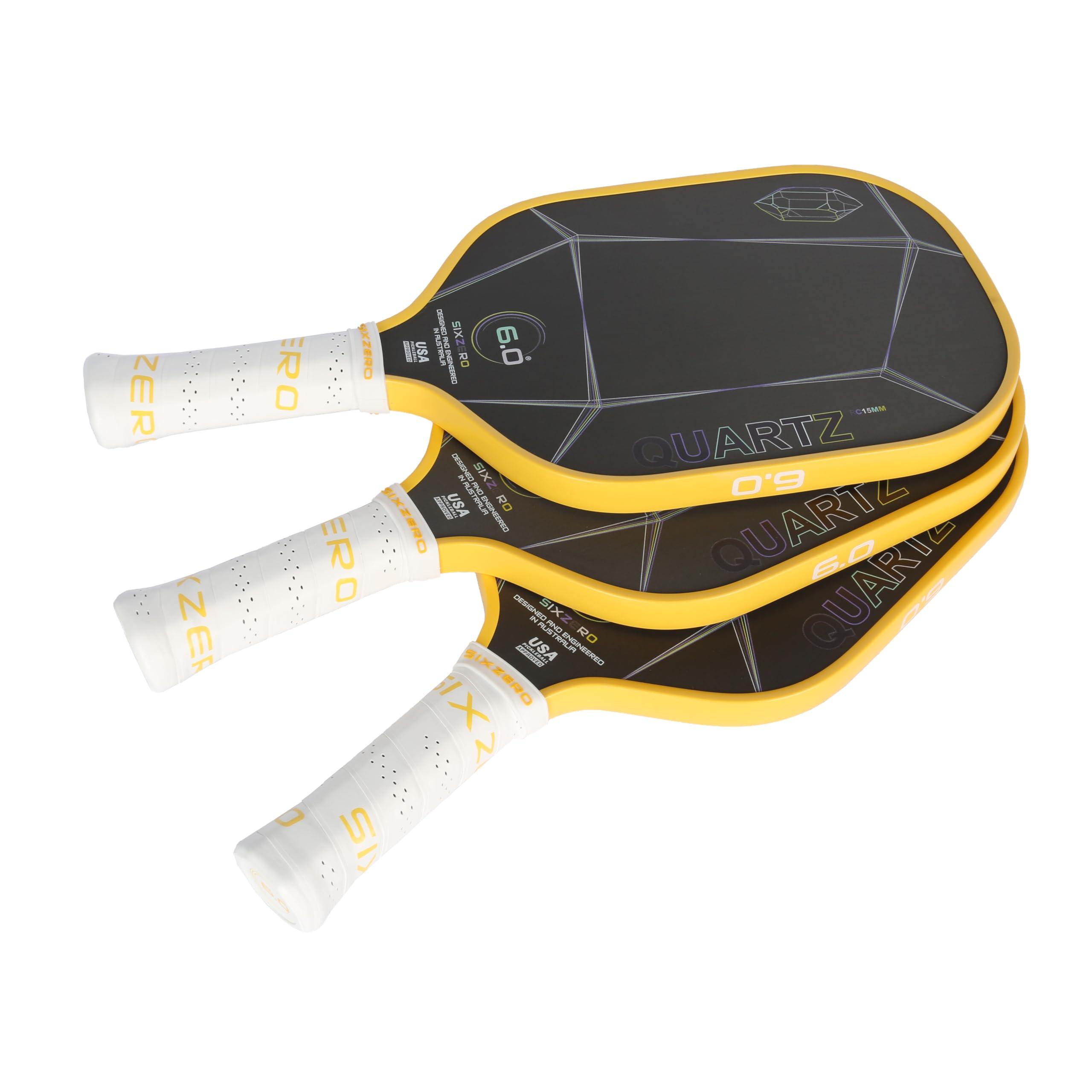 Six Zero Six Zero Quartz Pickleball Paddle - Affordable, Premium Construction, Raw Carbon (Citrine)