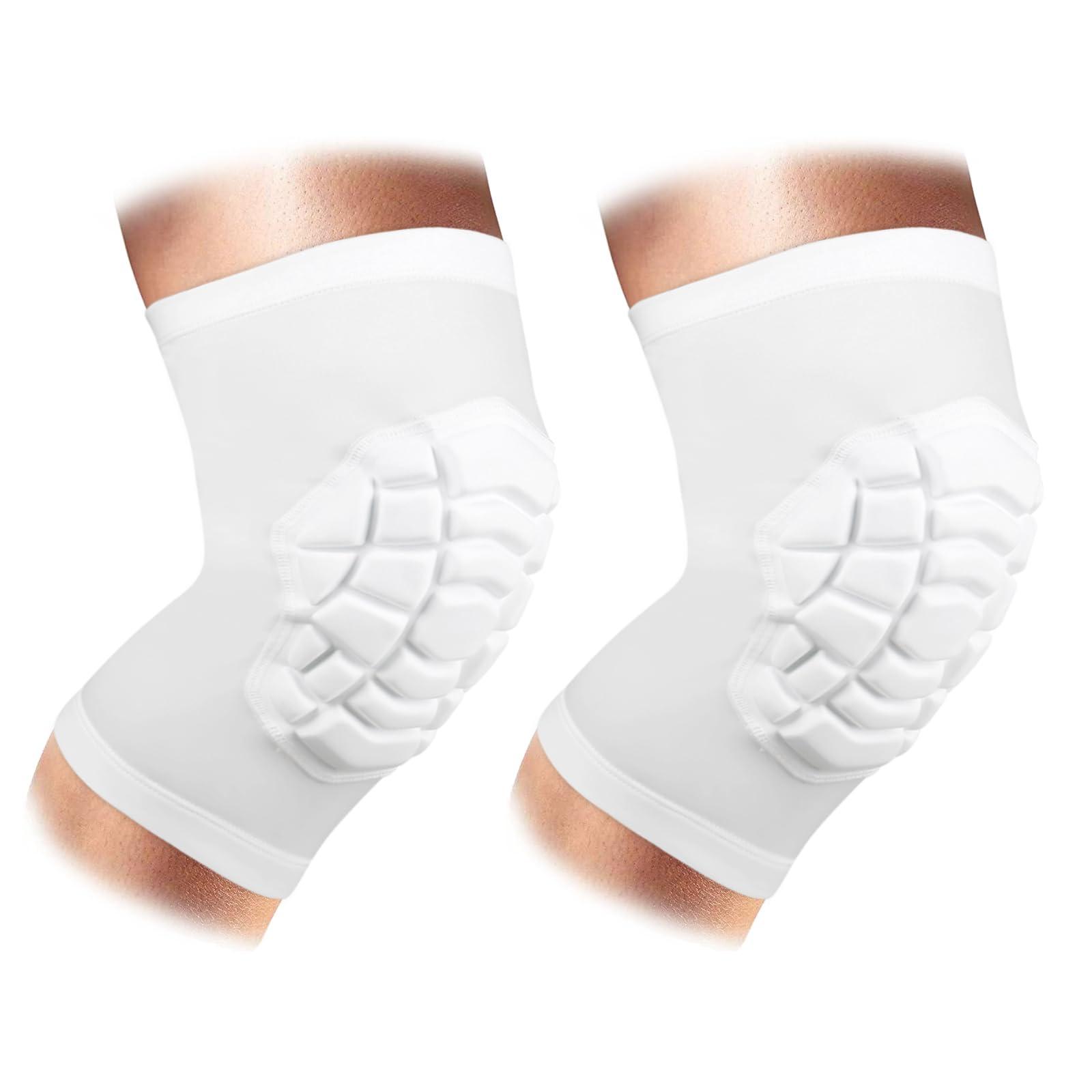 ZODEYI ZODEYI Wrestling Knee Pads Short Knee Sleeve, 2 Pcs Knee Compression Sleeve for Football, Basketball, Volleyball(White_XL_2 Pcs)