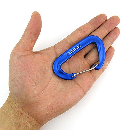 Outmate Outmate 12kN Heavy-Duty Carabiner Clips - Durable, Lightweight Aluminum Alloy Carabiners for Hiking, Camping, Keychains, Dog Leashes, Hammocks & More(Wire gate,2 Blue)