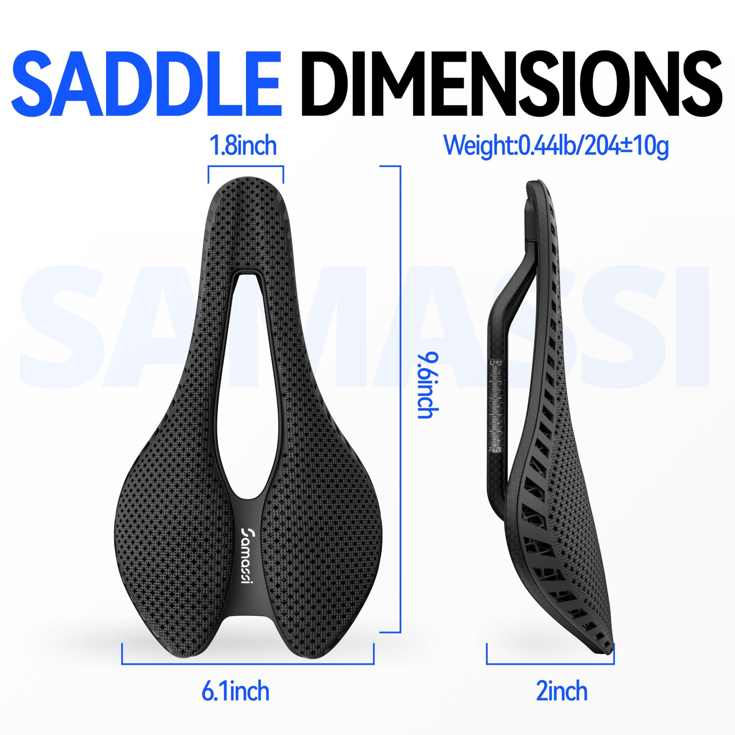 Samassi Samassi Bike Seat, 3D Printed Bike Saddle | Comfortable Bike Seat Cushion for Men and Women| Lightweight Carbon Fiber Bicycle Seat, Shock Absorbing and Breathable | Ideal for Road and Mountain Bikes