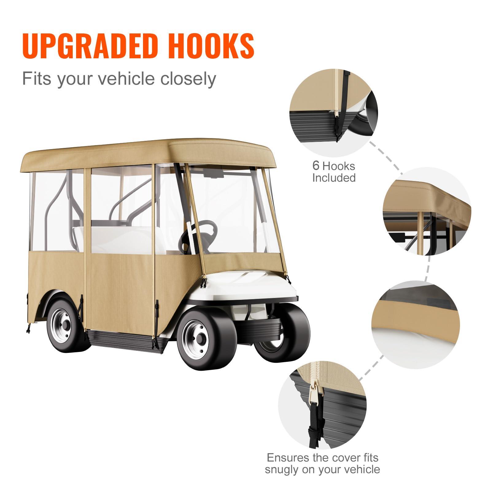 Happybuy Happybuy Golf Cart Enclosure, 4-Person Golf Cart Cover, 4-Sided Fairway Deluxe, 300D Waterproof Driving Enclosure with Transparent Windows, Fit for EZGO, Club Car, Yamaha Cart (Roof Up to 78.7''L)