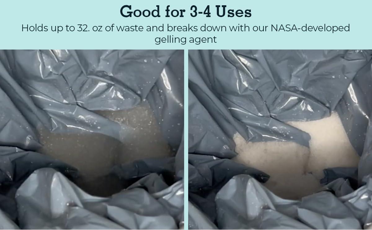 Phillips Cleanwaste Original WAG Bag Portable Toilet (12 Pack) - Go Anywhere Kit For Camping, Boating, Travel - NASA Gelling Powder for Poop/Pee