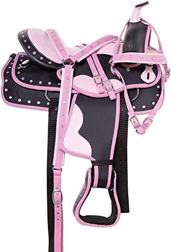 Deen, Enterprises Deen, Enterprises Youth Child Synthetic Western Pony Miniature Horse Saddle Tack Get Matching Headstall, Breast Collar & Saddle Pad Size 10\" to 12\" Inches Seat Available (11\" Inches seat)