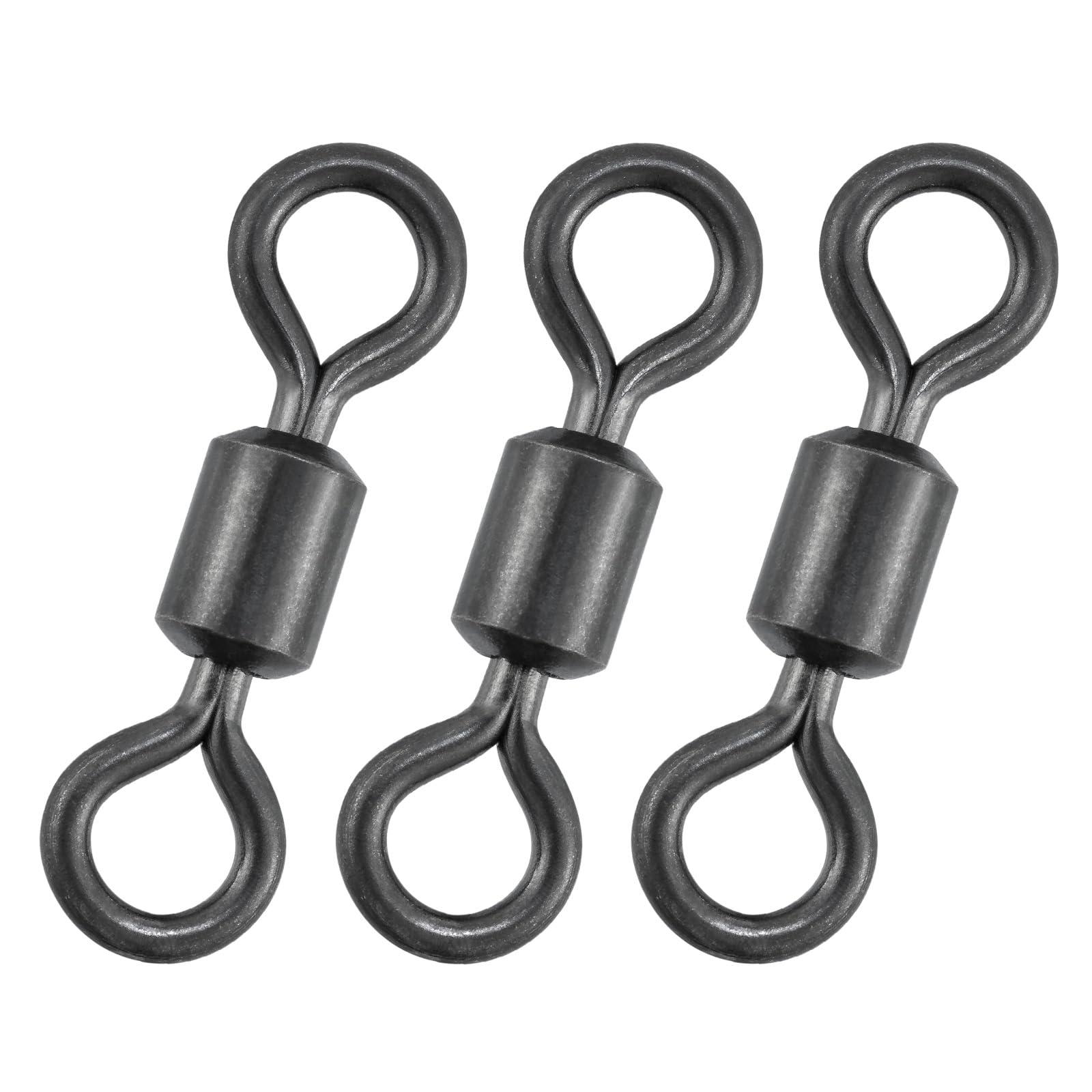 Alwonder Alwonder 50-Pack Fishing Swivels Barrel Swivels Fishing Tackle Rolling Swivel Freshwater Saltwater Swivel Small Matt Black Stainless Steel Terminal Tackle Lures Leaders Line Connectors Size 12