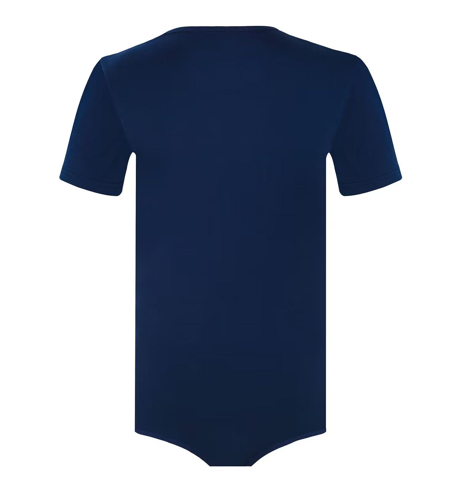 Landofgenie Landofgenie Adult Onesie for Men One Piece Pajama Tops Crotch Snaps Bodysuit Short Sleeve Romper Navy Blue 2XL