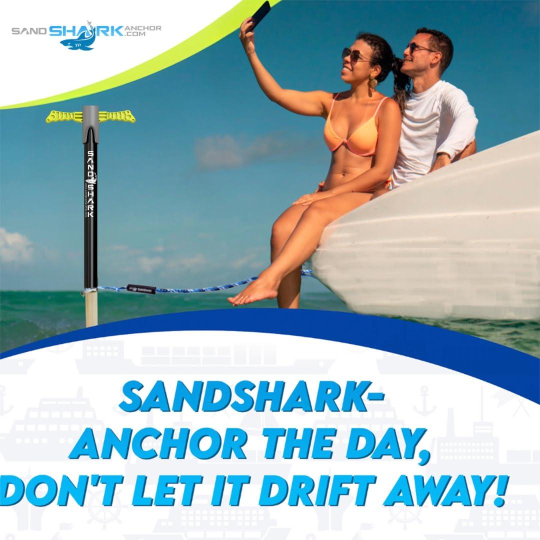 SAND SHARK SANDSHARKANCHOR.COM SandShark Supersport 2.0 Boat Anchor - Shallow Water Anchor Pole - Great Jet Ski Anchor, PWC Anchor, Pontoon Boat Accessories for Beach and Sandbar - Adjusts 29\"-48\" w/Case