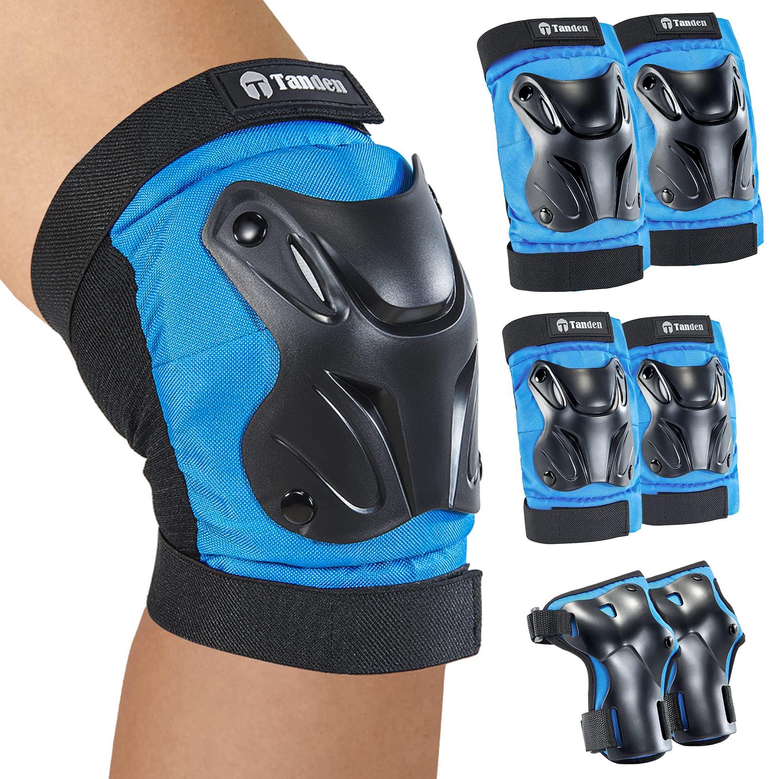 Tanden Tanden Skating Protective Gear Elbow and Knee Pads Adult, Knee Pads for Men Women Elbow Pads Wrist Guards for Roller Skating Cycling Skateboarding Blue