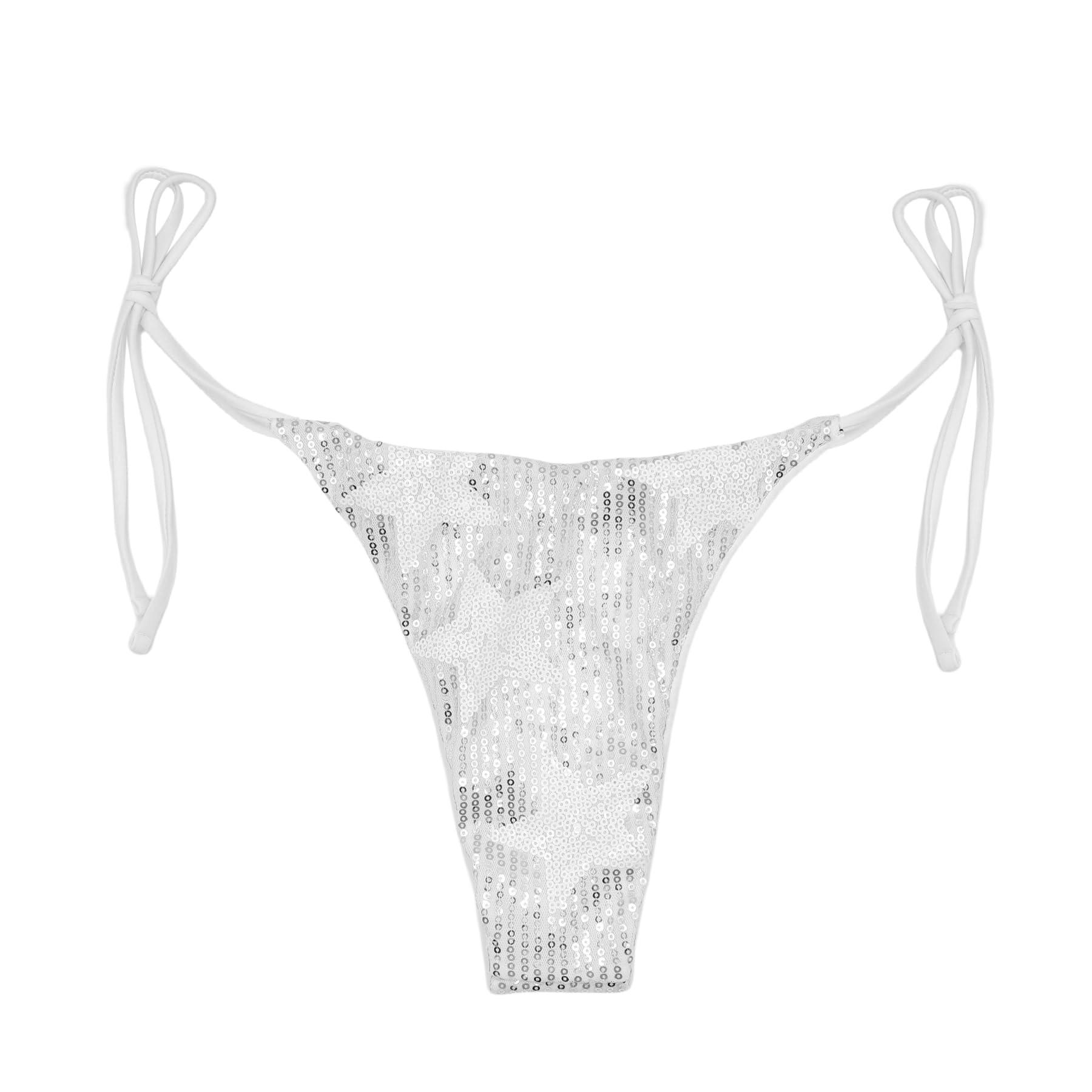 JASASCCEL Women Sexy Shiny Glitter Bikini Set Sparkle Bathing Suit Two Piece Swimsuits Triangle Top High Cut Bottom Set