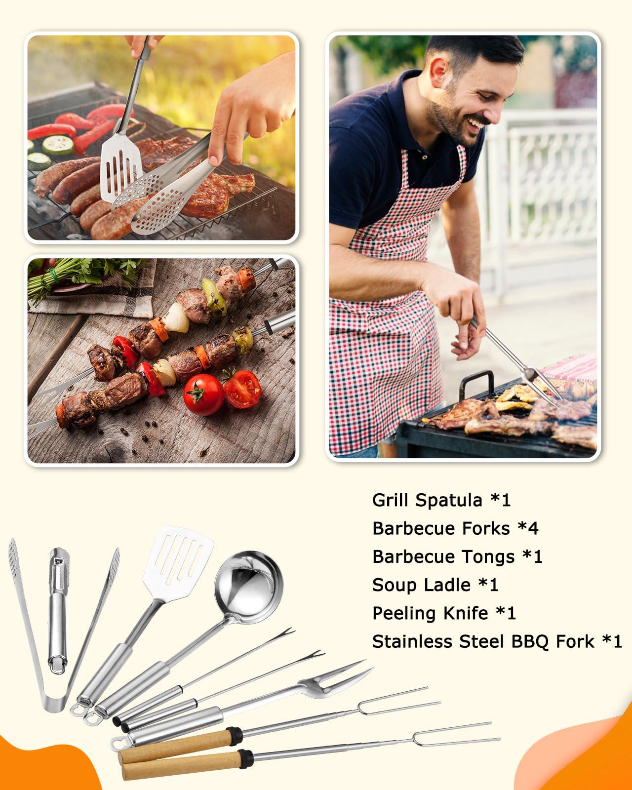 Hozzen Hozzen 45-Pcs Camping Cooking Utensil Set - Car Camping Essentials Gear for Cooking and Grilling, Portable Camp Kitchen Set, Ideal Gift for RV Tent Camper, Picnics, BBQs, Parties