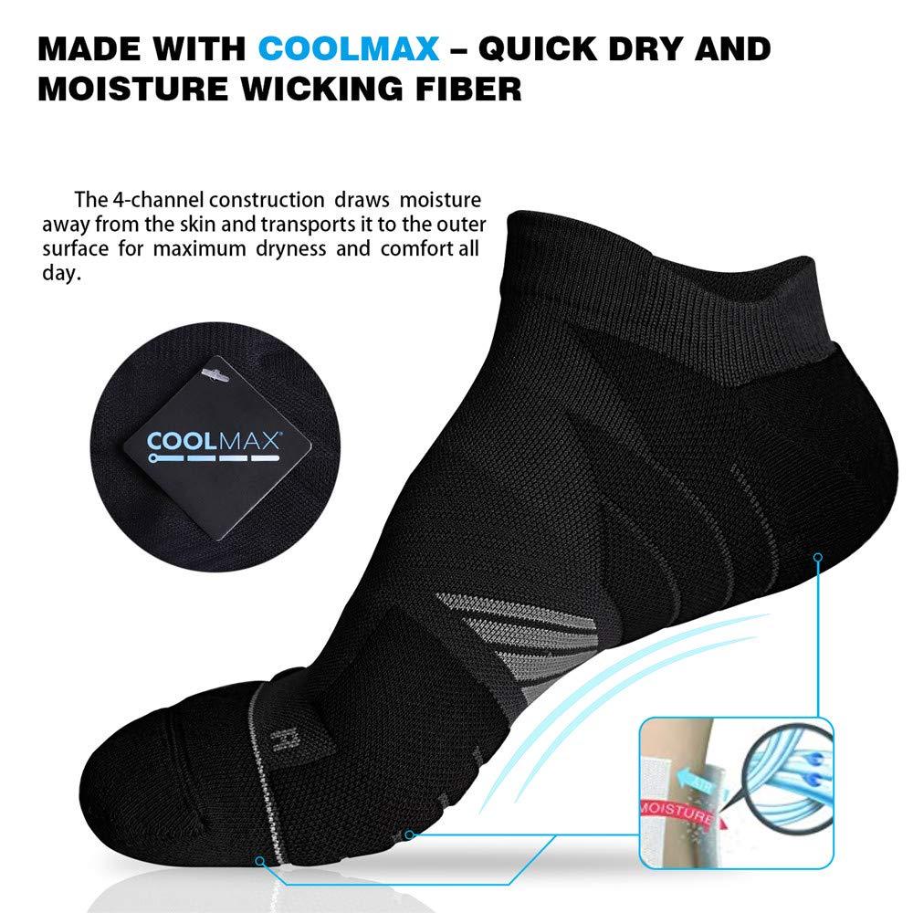 Hylaea Hylaea Mens Sports Socks, Running Socks Women No Show No Blister, Moisture Wicking Coolmax Breathable socks for Athletic Workout Walking Golf Black Medium