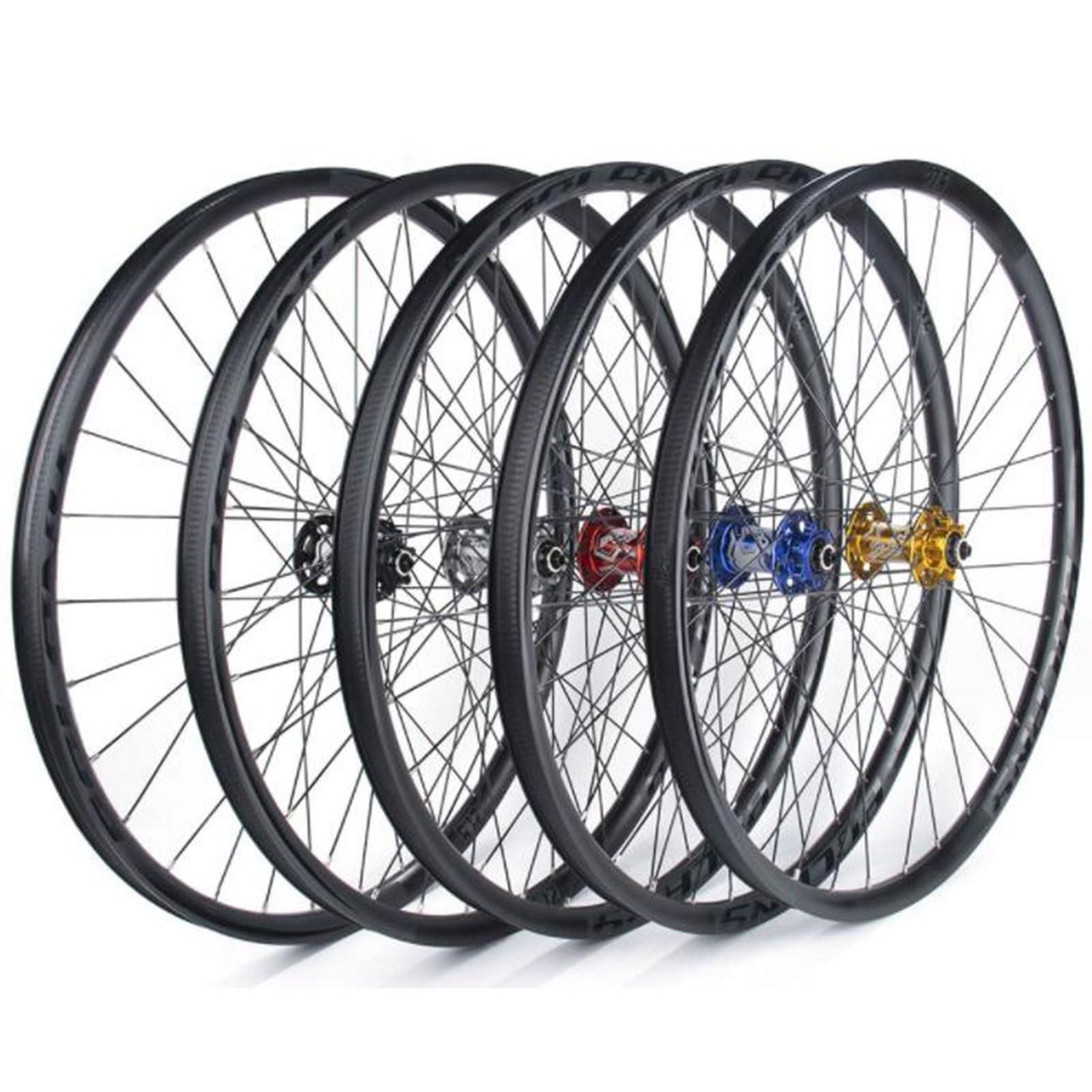 ZECHAO ZECHAO Mountain Bike Wheel Set 26/27.5/29in,Aluminum Alloy Disc Brake Double Wall Rims 32H Spokes Front 2 Rear 4 Bearings 8/9/10/11 Speed Wheelset (Color : Gold, Size : 29inch)