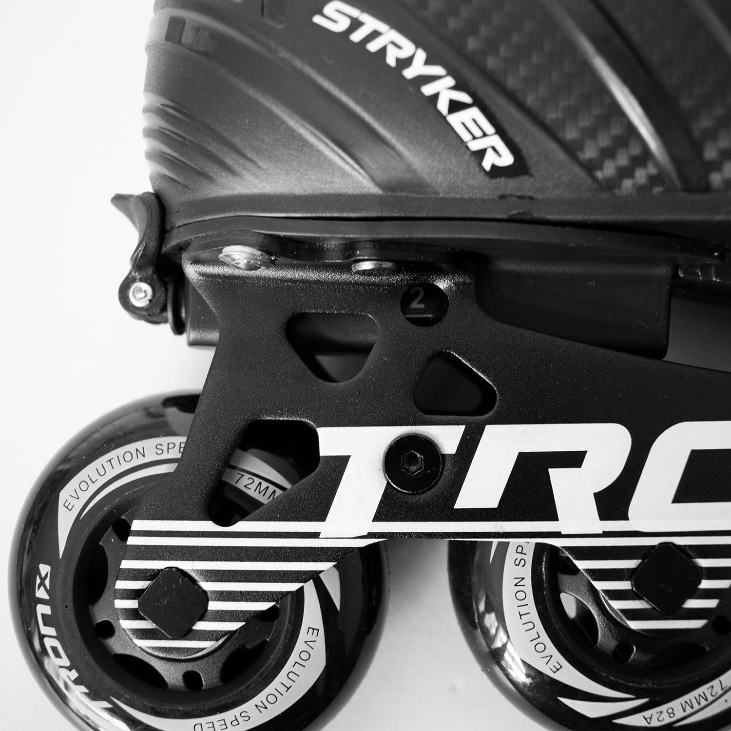 TronX TronX Stryker Adjustable Senior Intermediate Junior Youth Roller Inline Hockey Skates, 2024 New Model (YTH Skate 11-1 (Shoe Size 13-3))