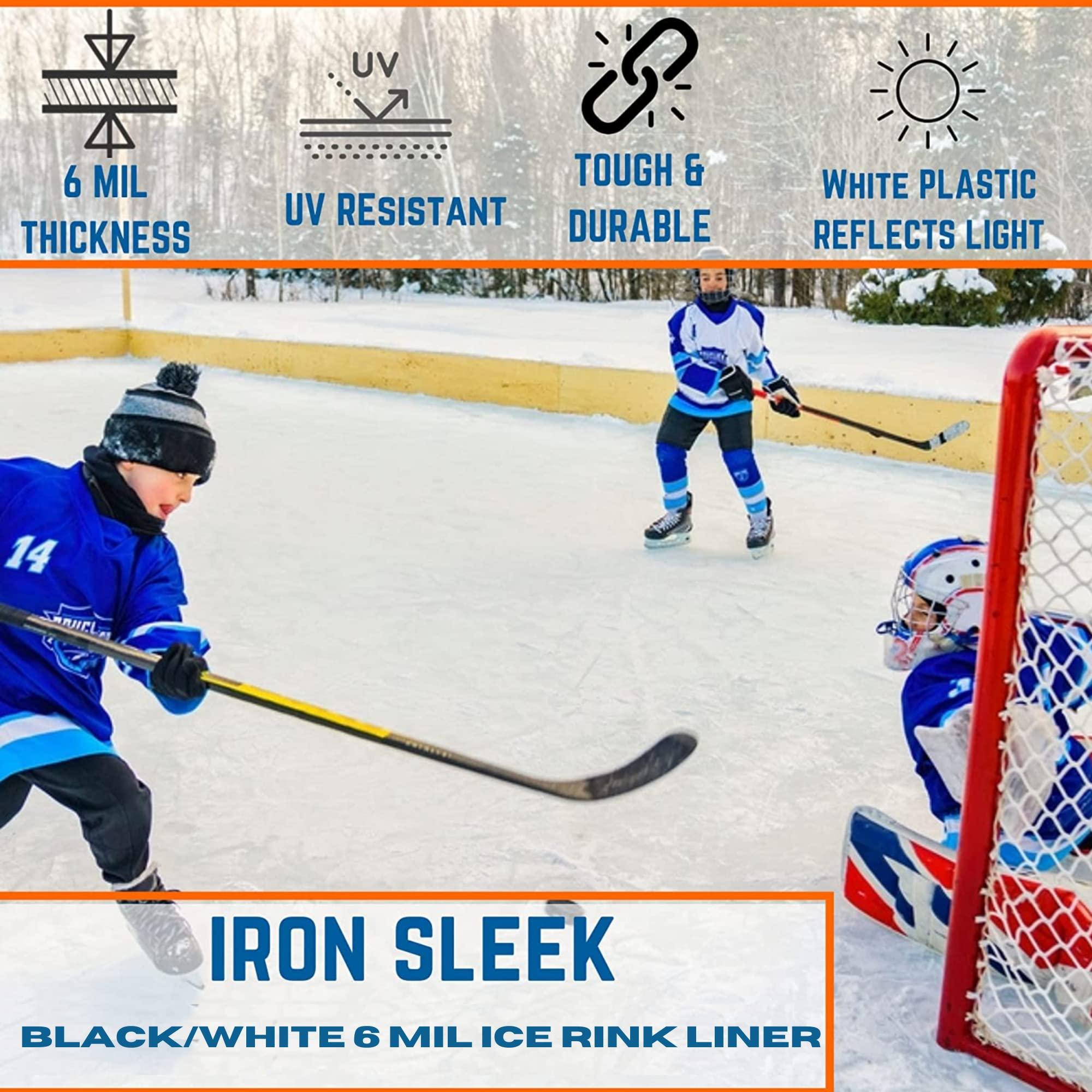 NineFit Basics Iron Sleek - Black/White Plastic Ice Rink Liner - 6 Mil - Backyard Ice Rink Kit Liner, Ice Skating Rink for Backyard, Ice Rink Liner for Backyard (30' x 60')